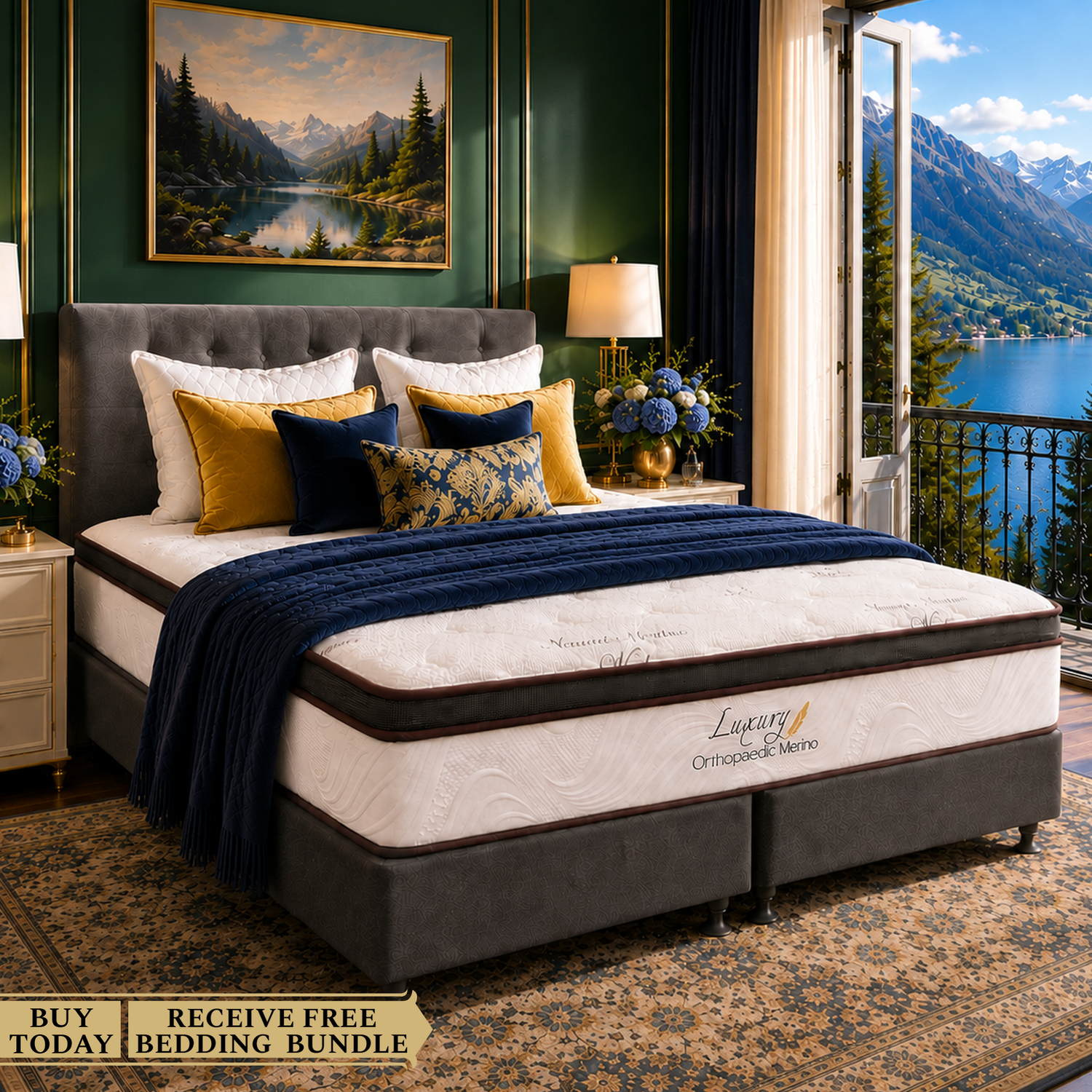 Californian King Orthopaedic Merino Mattress & Drawer Base