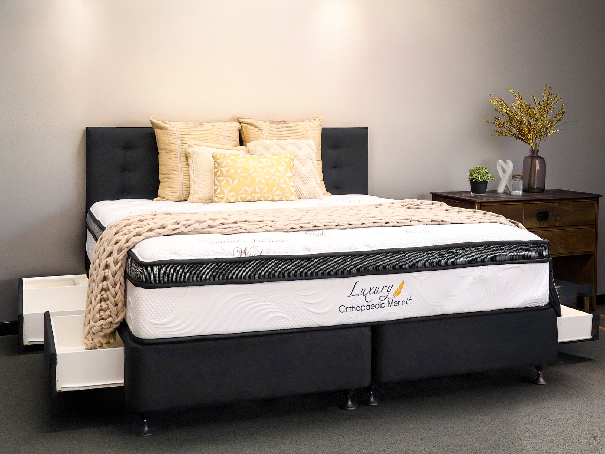 CALI KING Orthopaedic Merino Mattress & Drawer Base