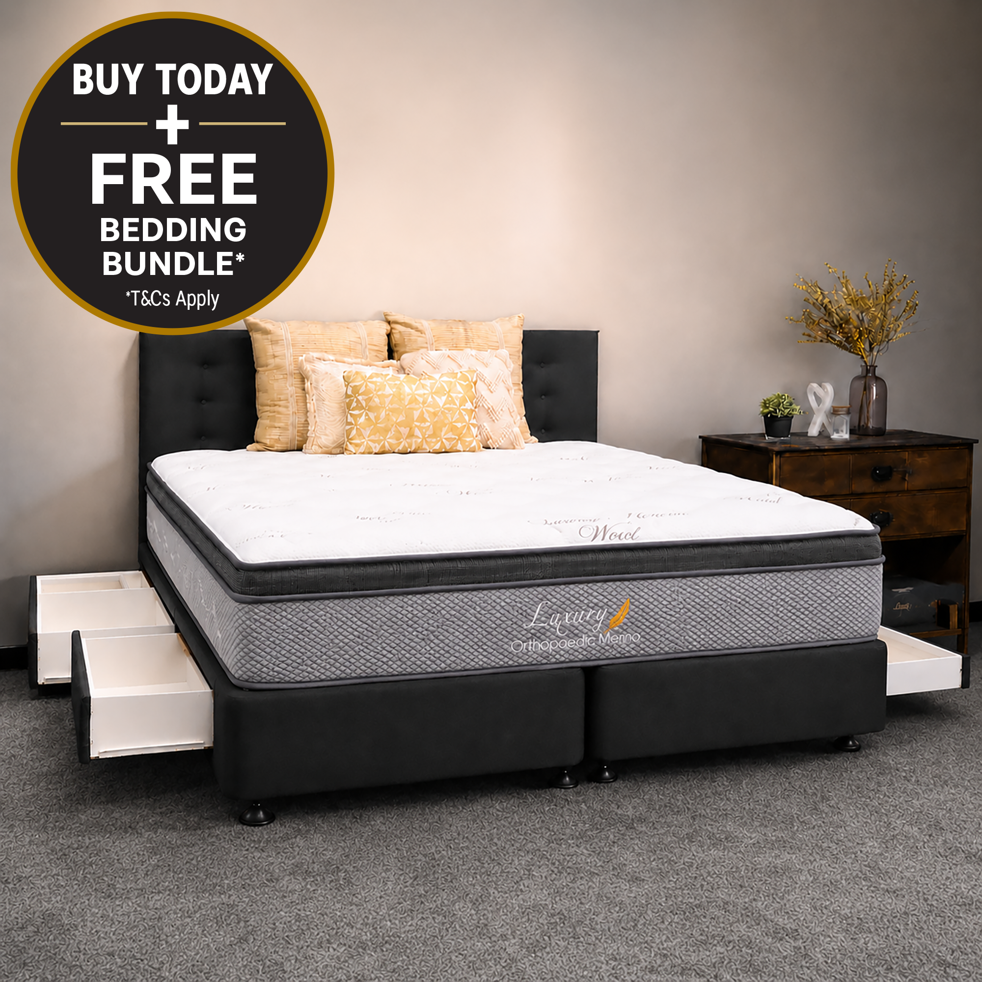 Californian King Orthopaedic Merino Mattress & Drawer Base