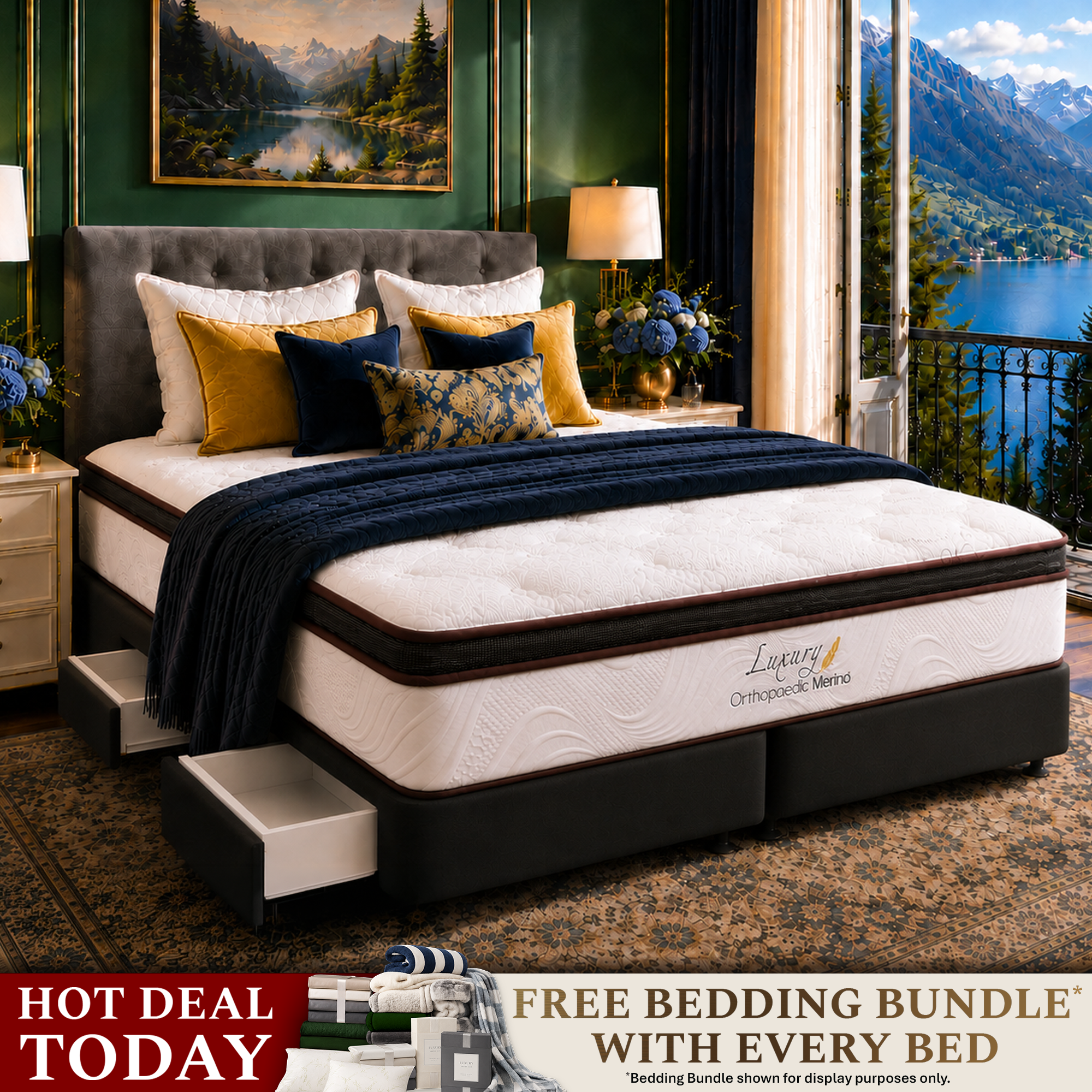 Californian King Orthopaedic Merino Mattress & Drawer Base