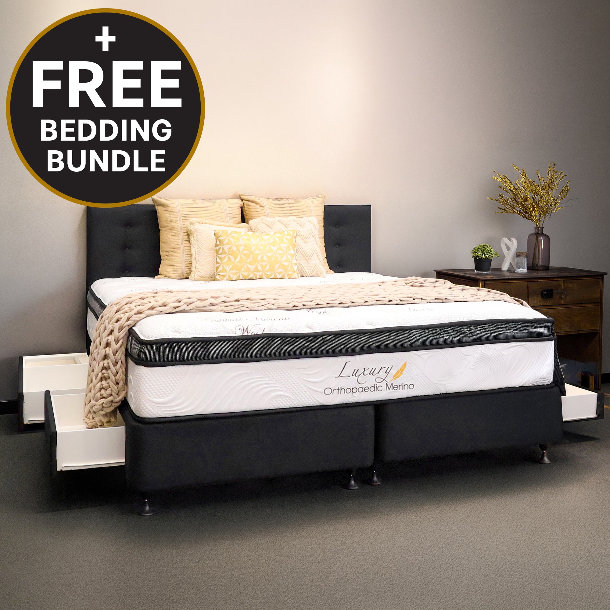 Californian King Orthopaedic Merino Mattress & Drawer Base