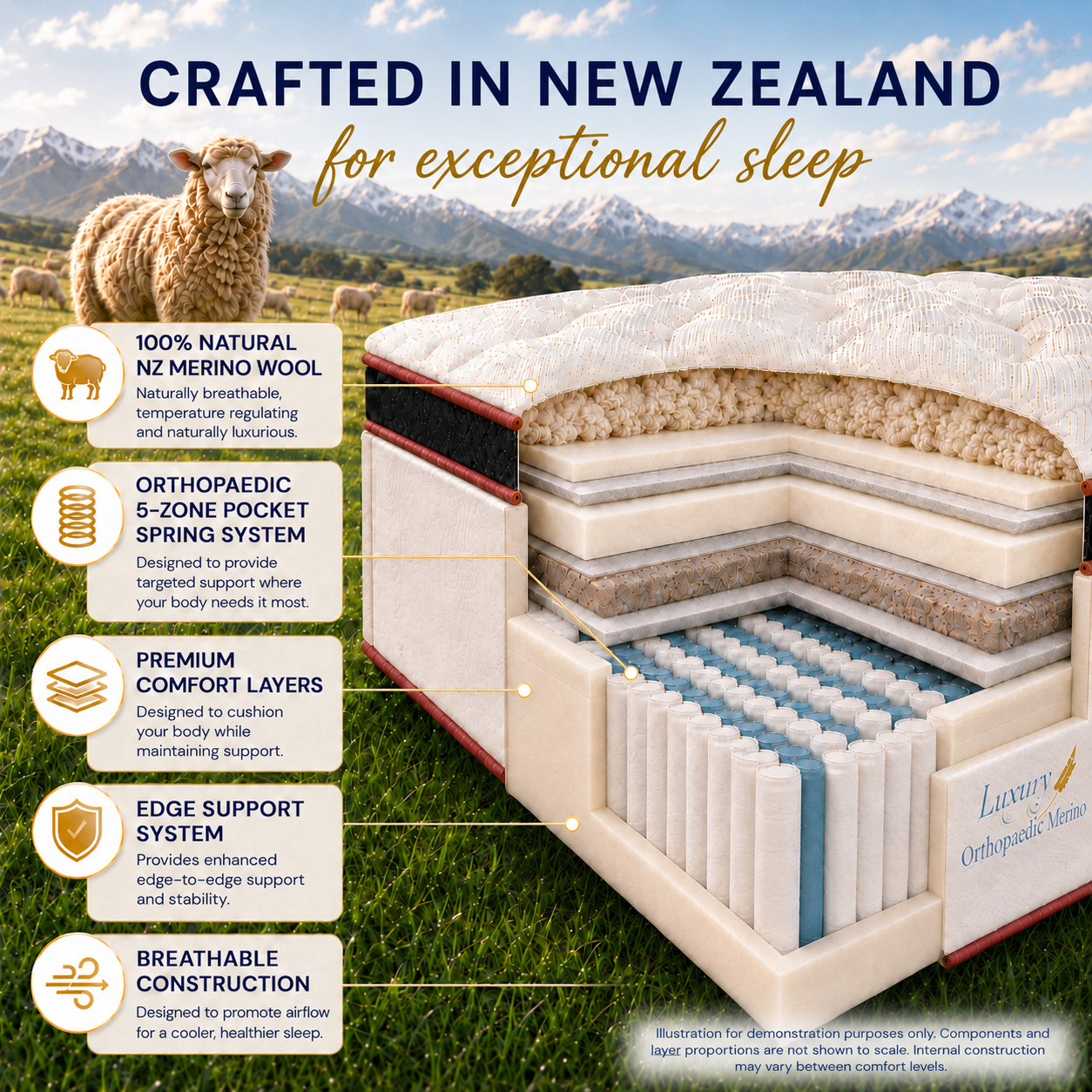 Orthopaedic Merino Firm Mattress Only