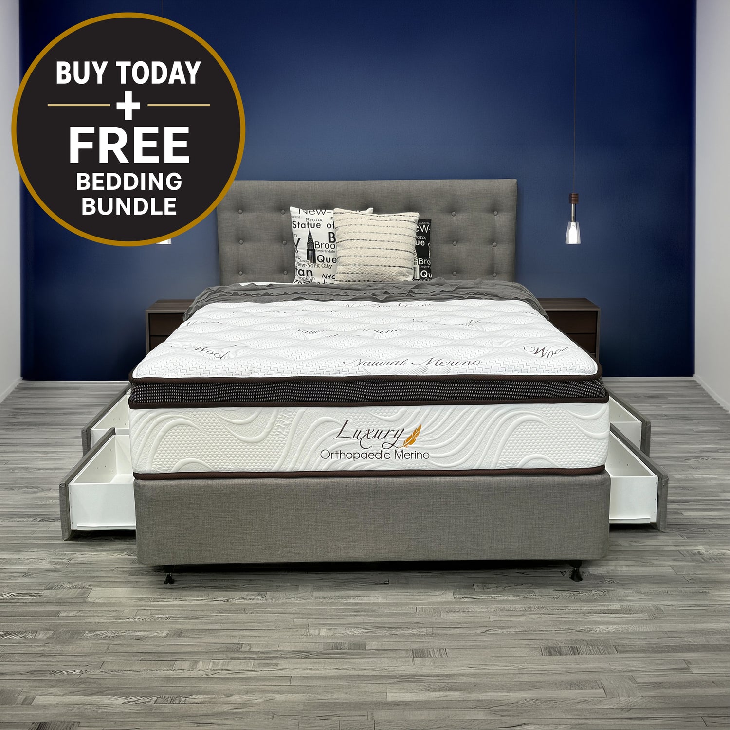 Double Orthopaedic Merino Mattress & Drawer Base