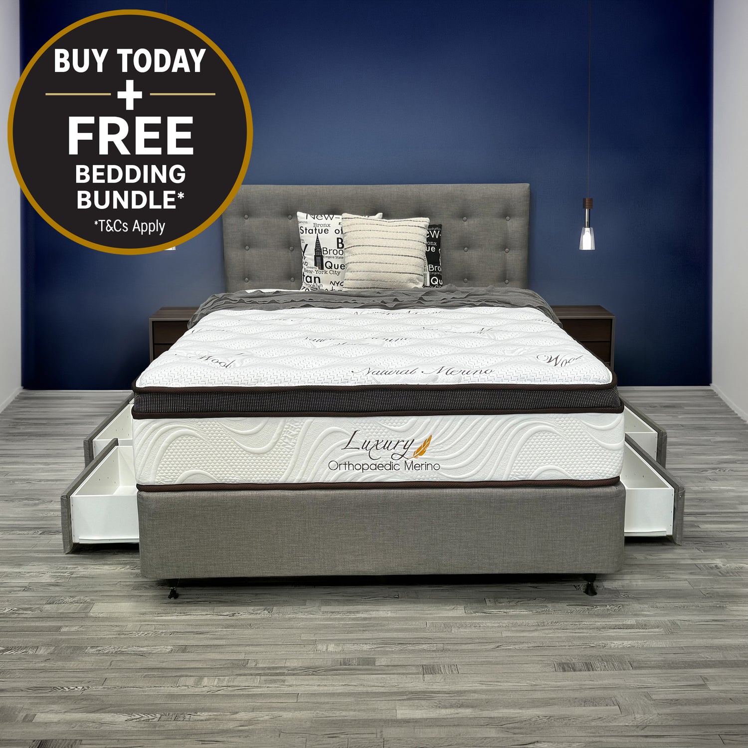 Double Orthopaedic Merino Mattress & Drawer Base