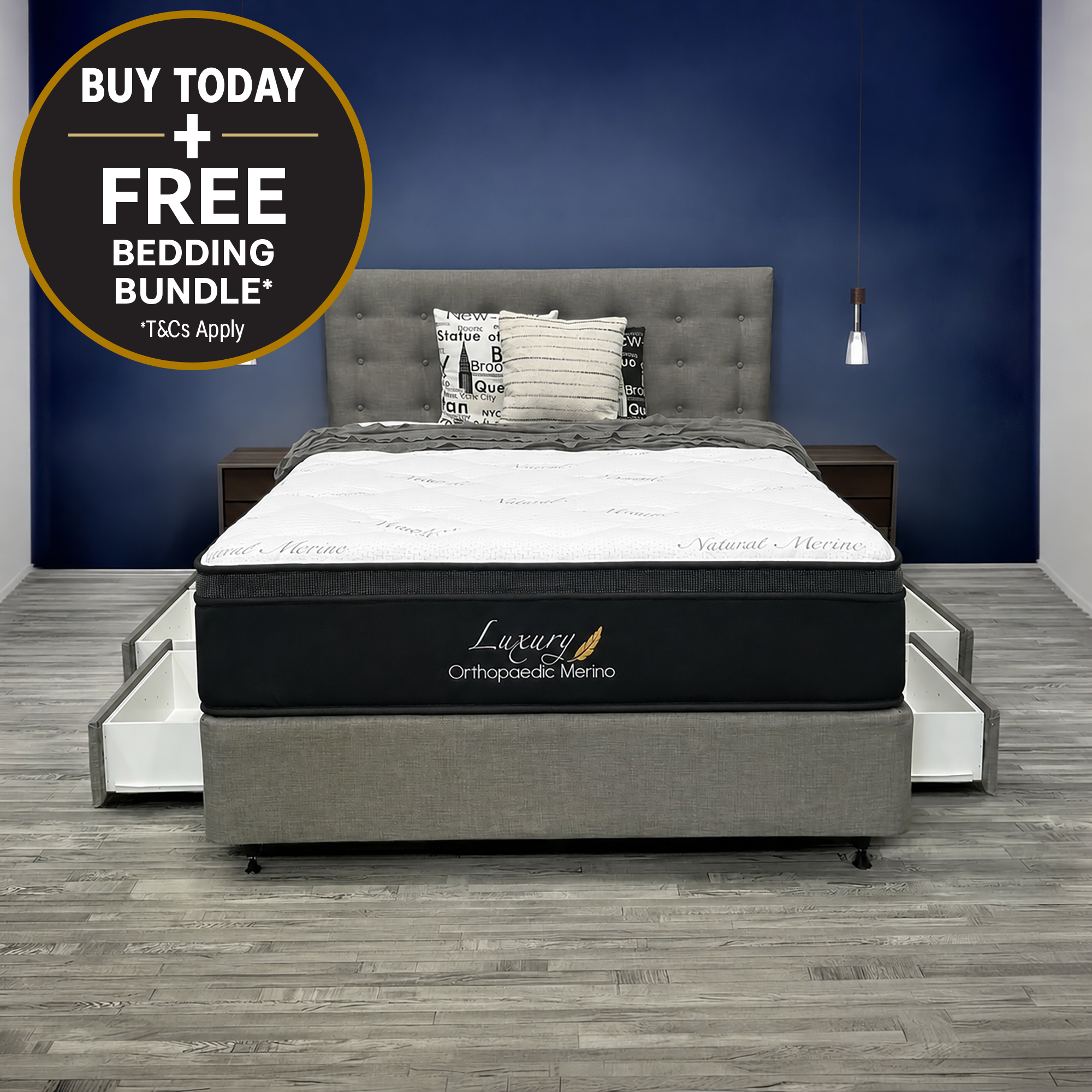 Double Orthopaedic Merino Mattress & Drawer Base