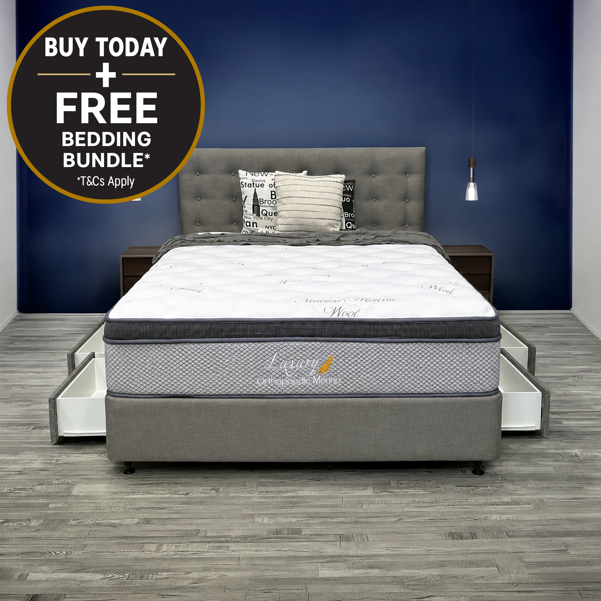 Double Orthopaedic Merino Mattress & Drawer Base