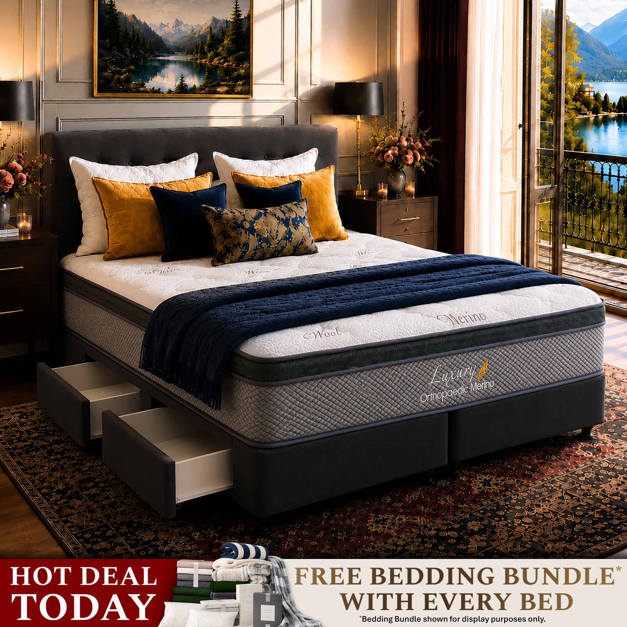 King Orthopaedic Merino Mattress & Drawer Base