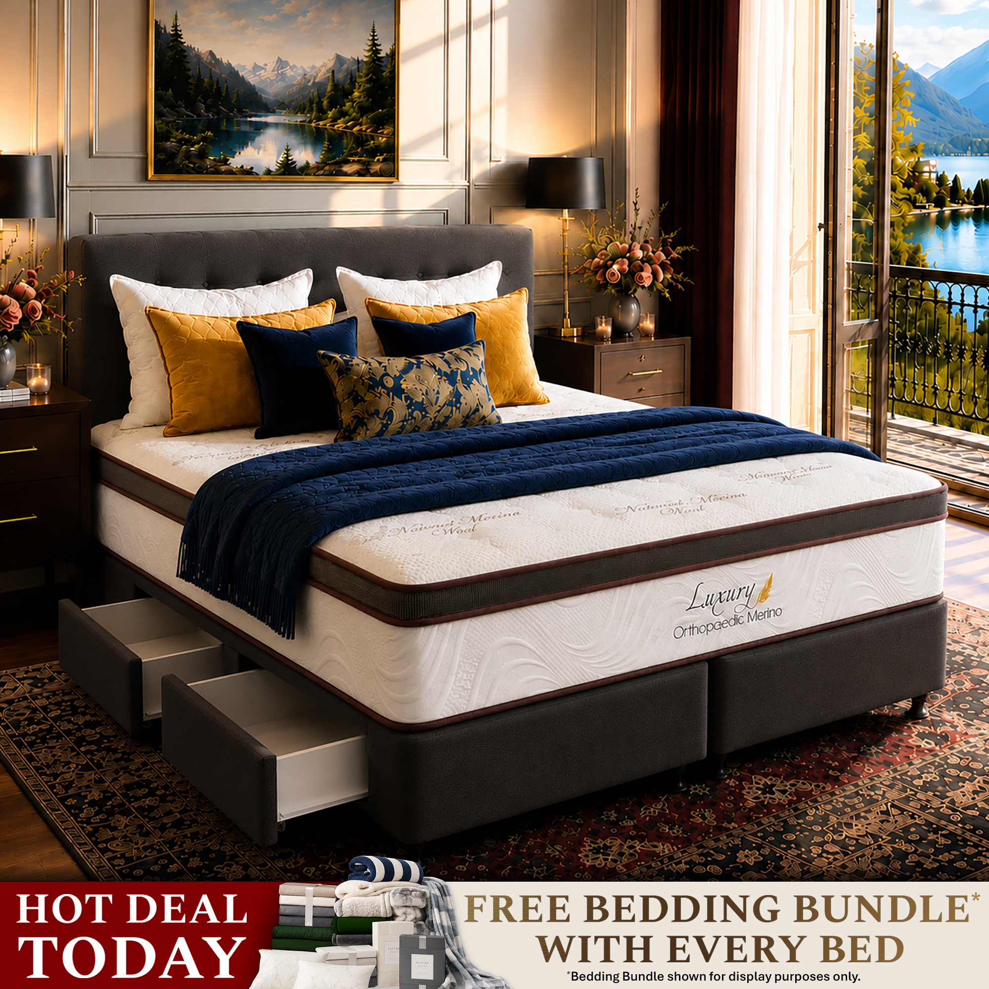 King Orthopaedic Merino Mattress & Drawer Base