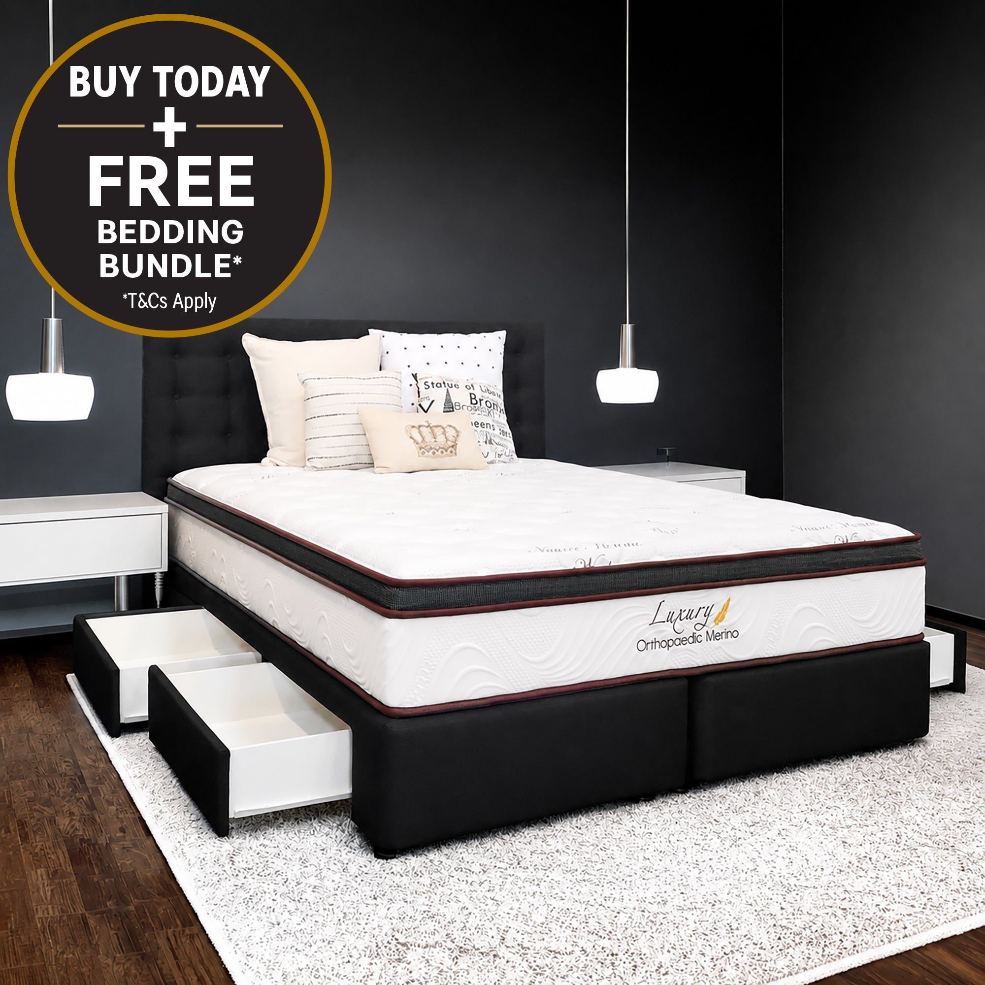 King Orthopaedic Merino Mattress & Drawer Base