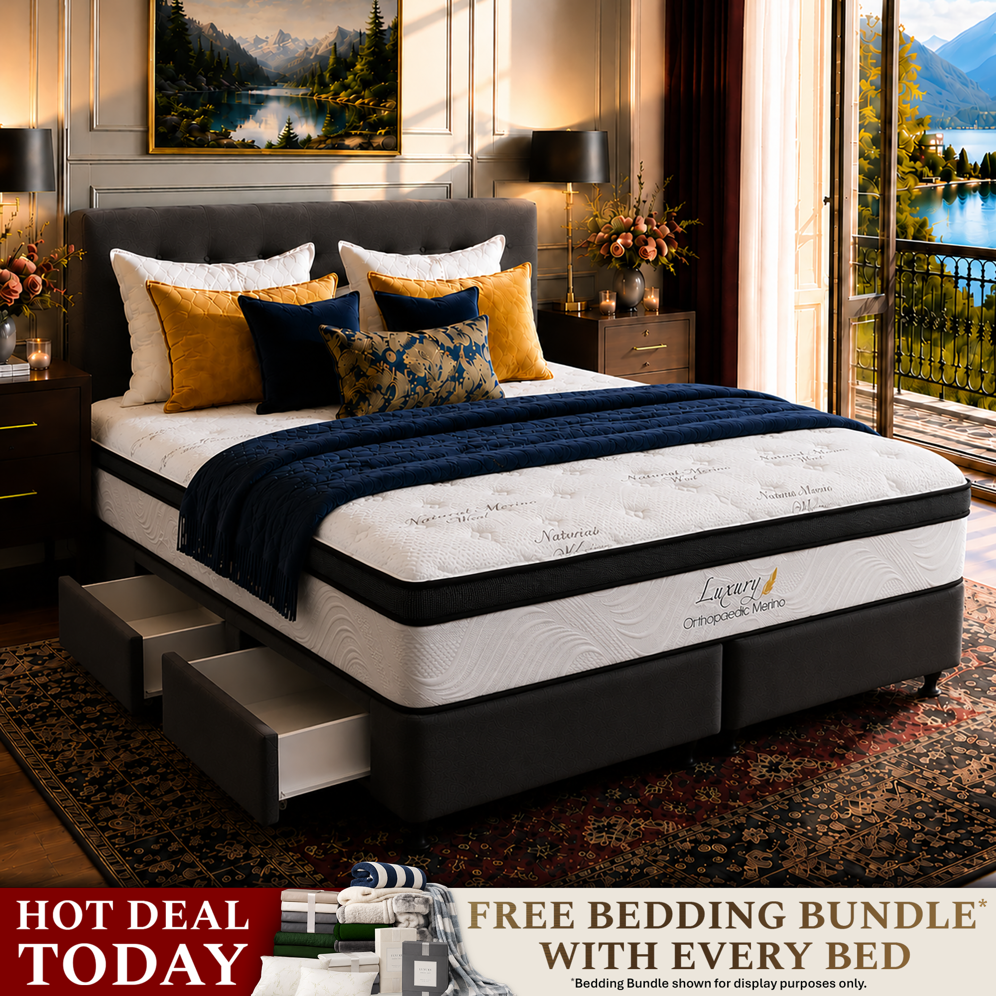 King Orthopaedic Merino Mattress & Drawer Base