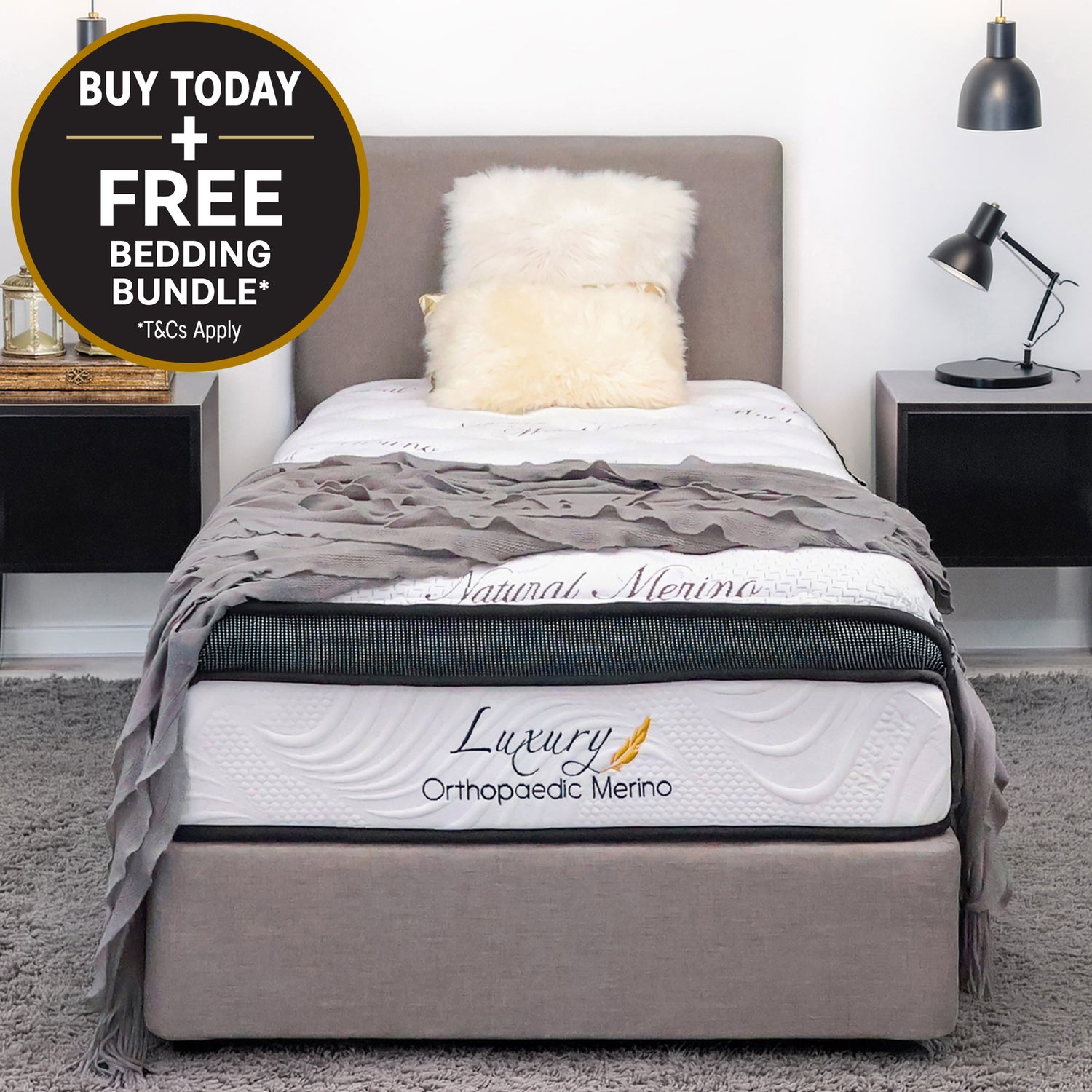 King Single Orthopaedic Merino Mattress & Base