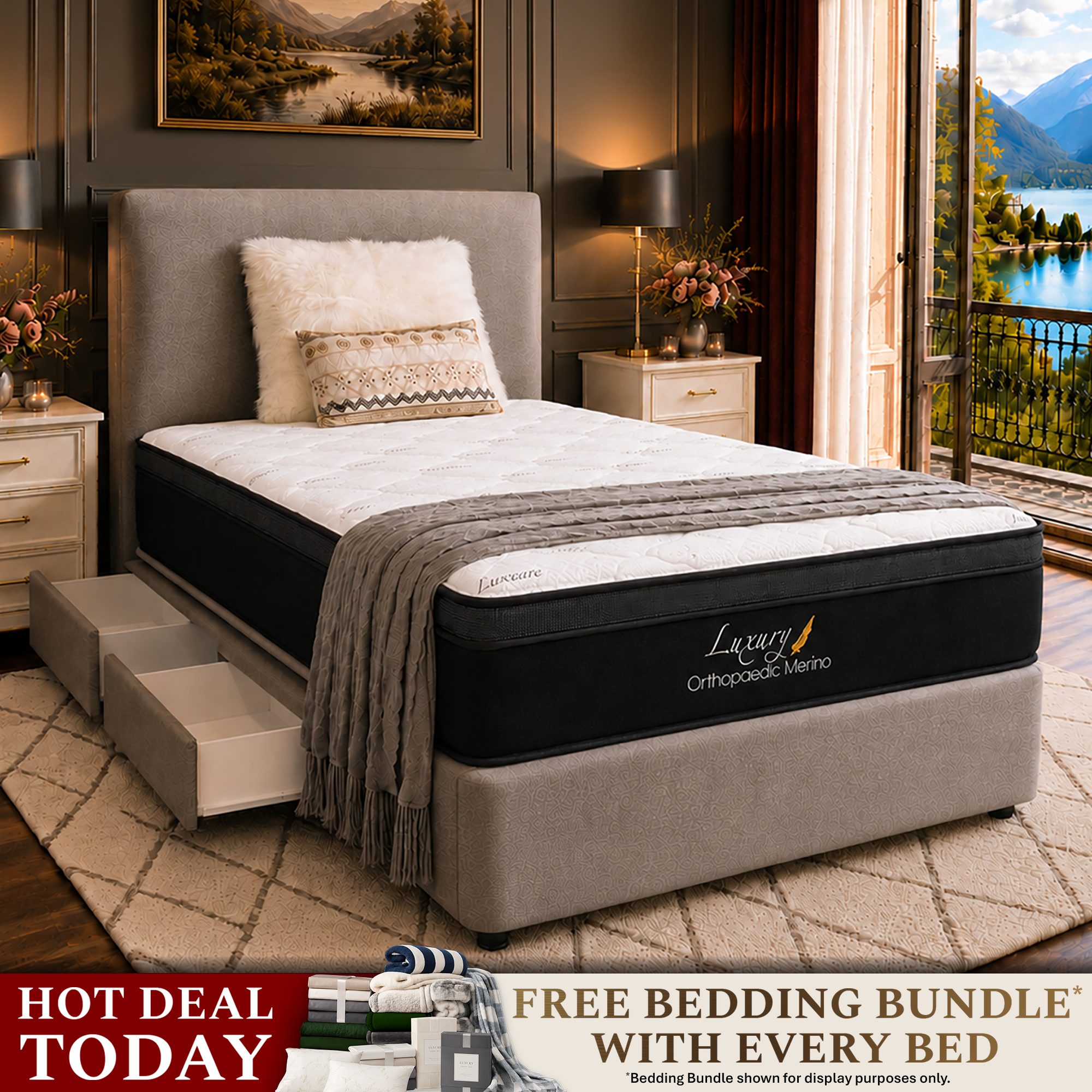 King Single Orthopaedic Merino Mattress & Drawer Base