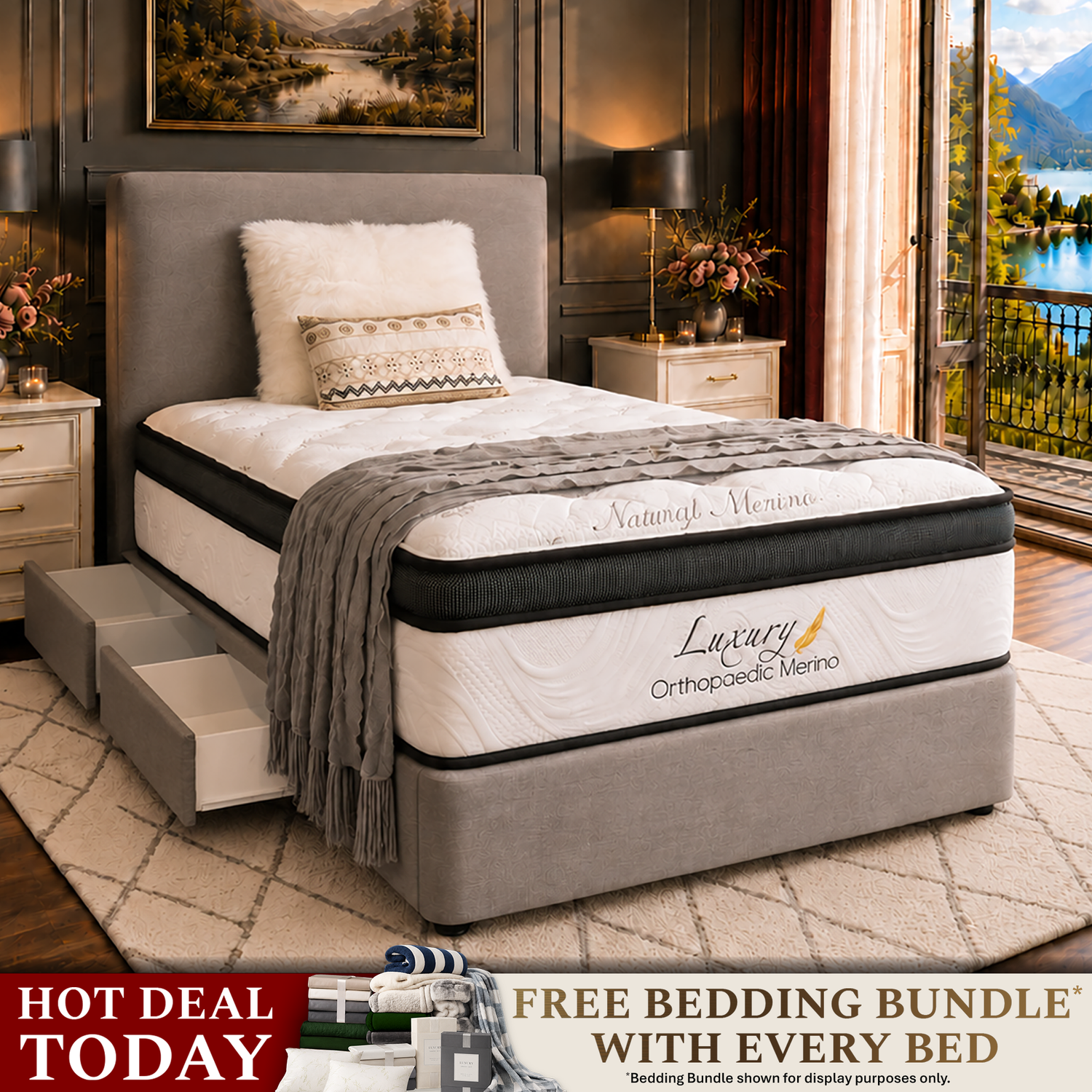 King Single Orthopaedic Merino Mattress & Base