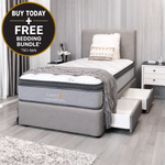 King Single Firm Mattress and Light Grey Drawer Base
