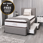 King Single Medium Mattress and Light Grey Drawer Base