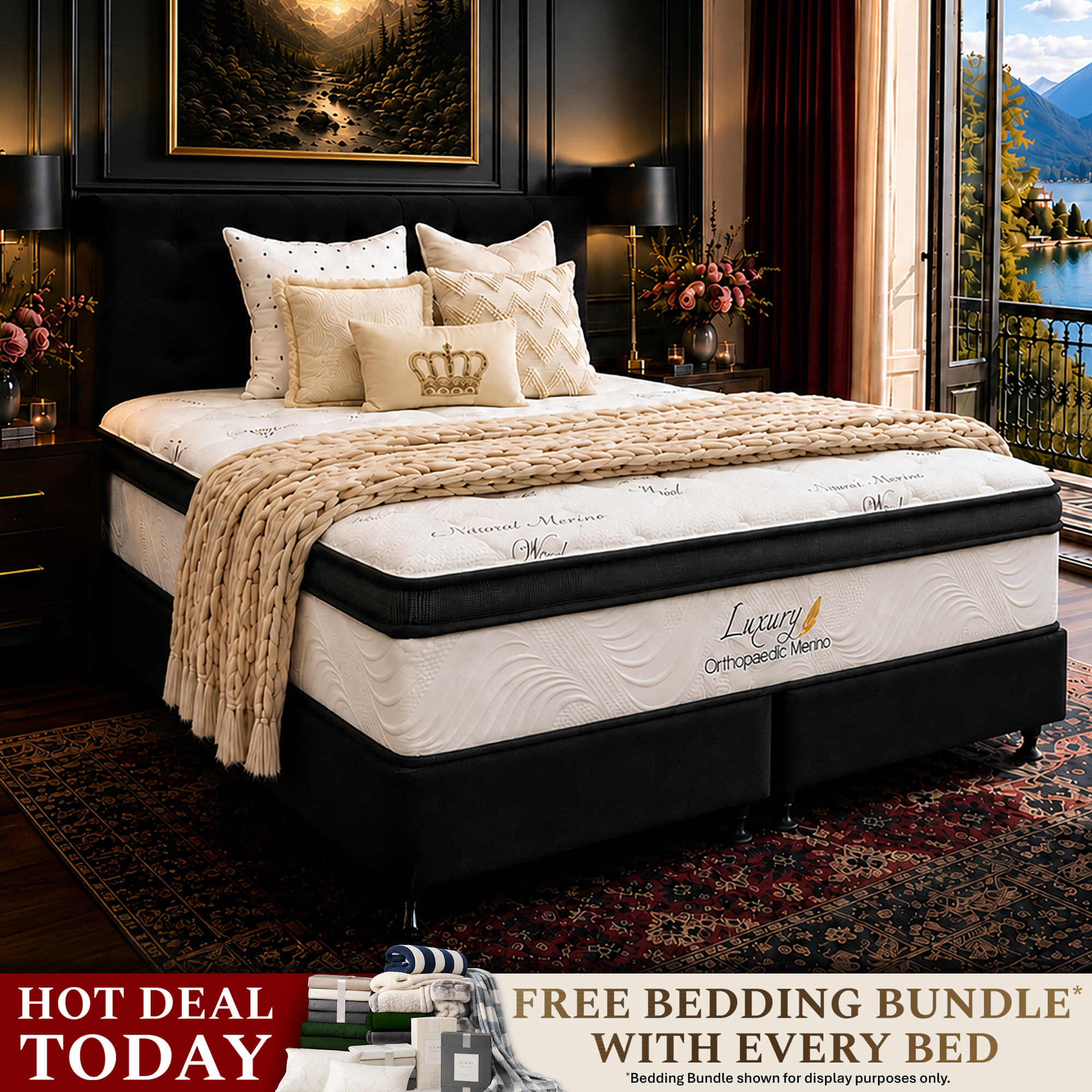 Queen Orthopaedic Merino Mattress & Split Base
