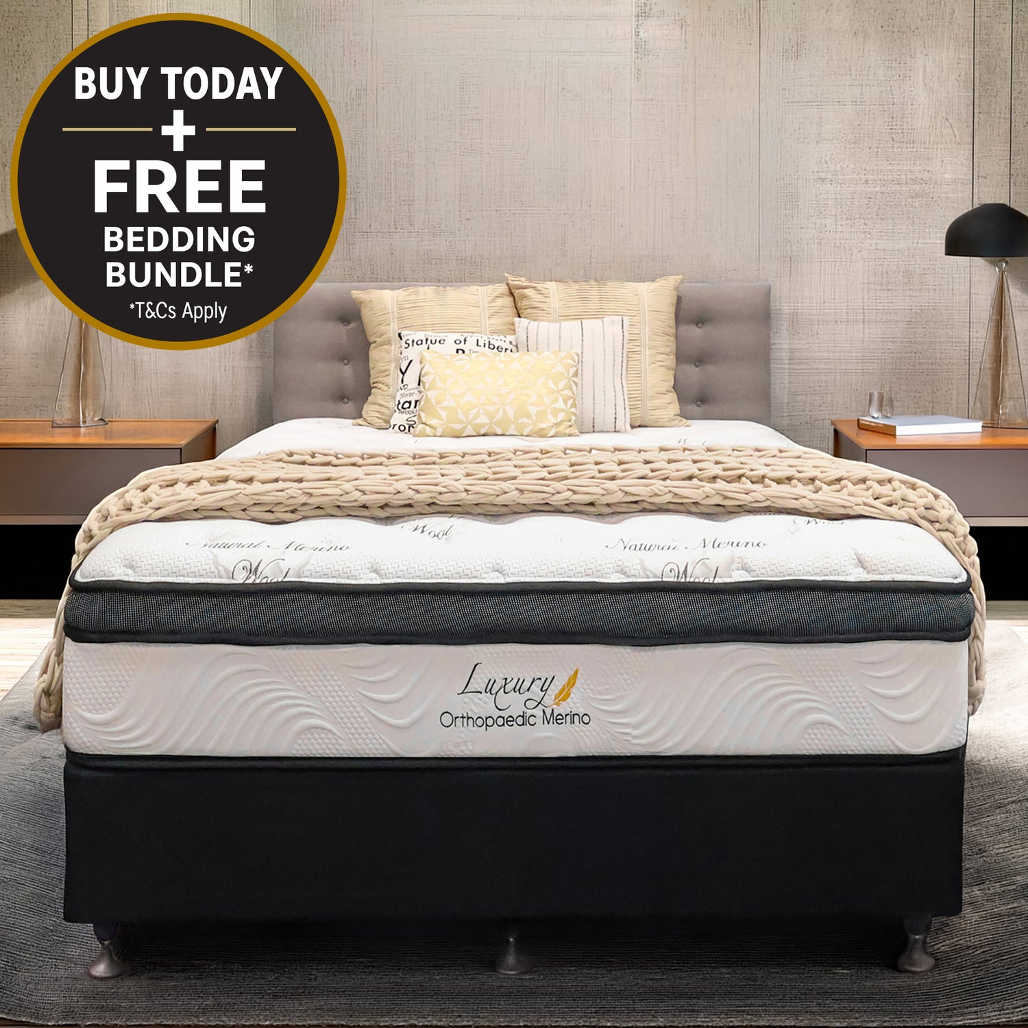 Long Double Orthopaedic Merino Mattress & Base