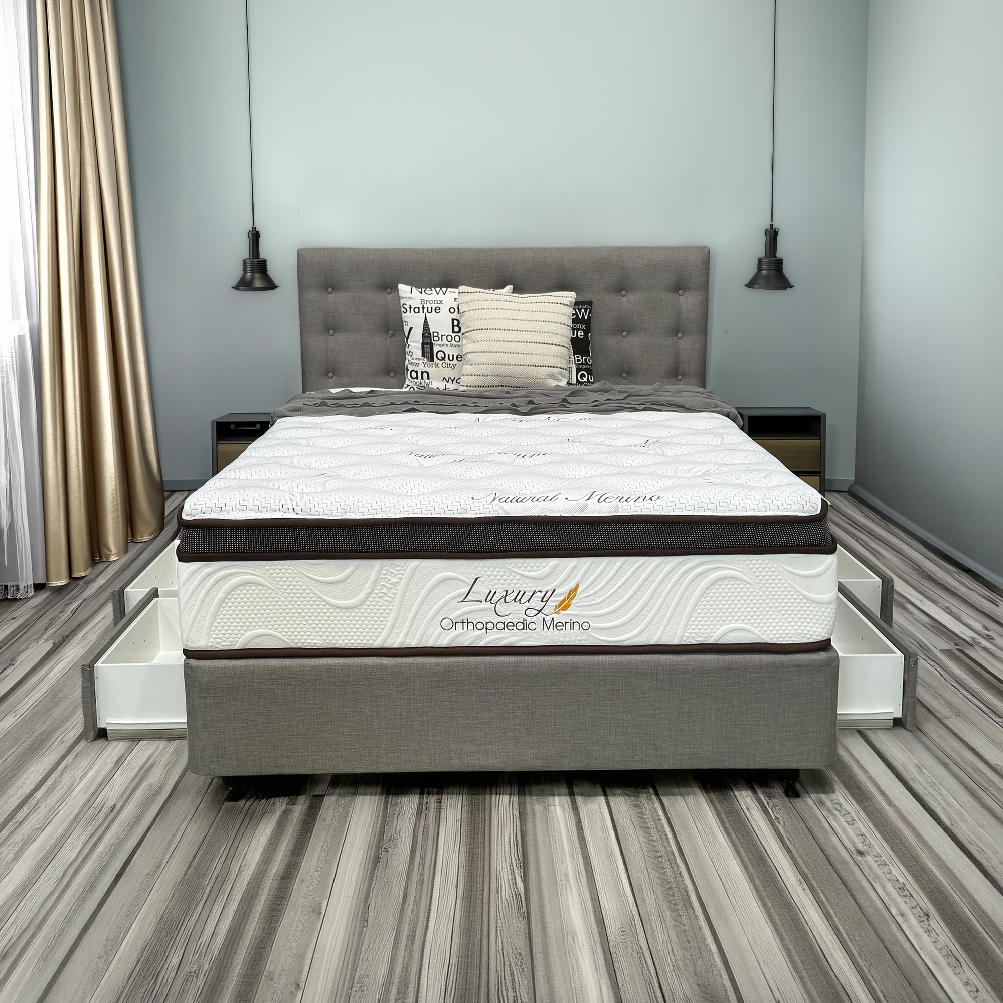 LONG DOUBLE Orthopaedic Merino Mattress & Drawer Base