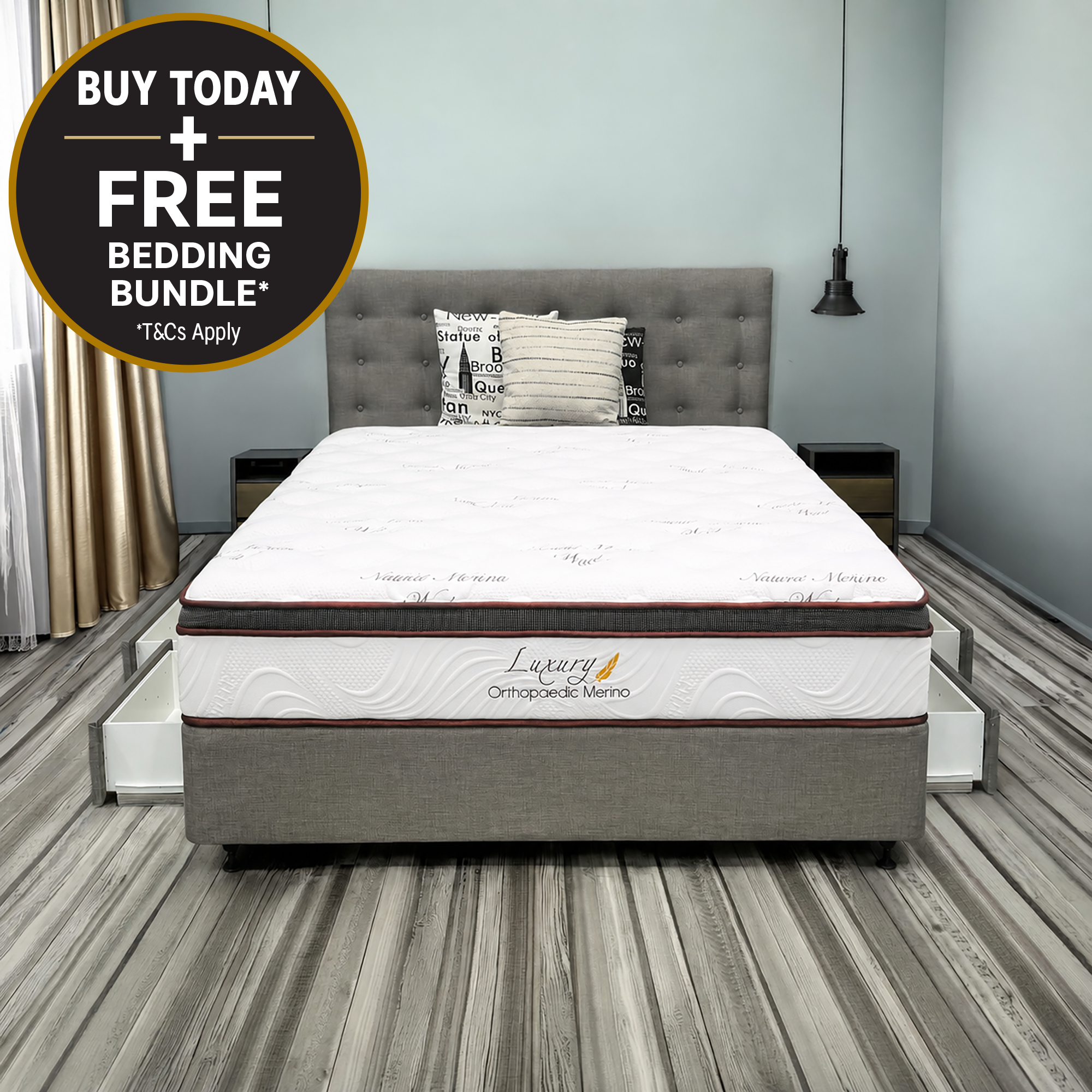 Long Double Orthopaedic Merino Mattress & Drawer Base