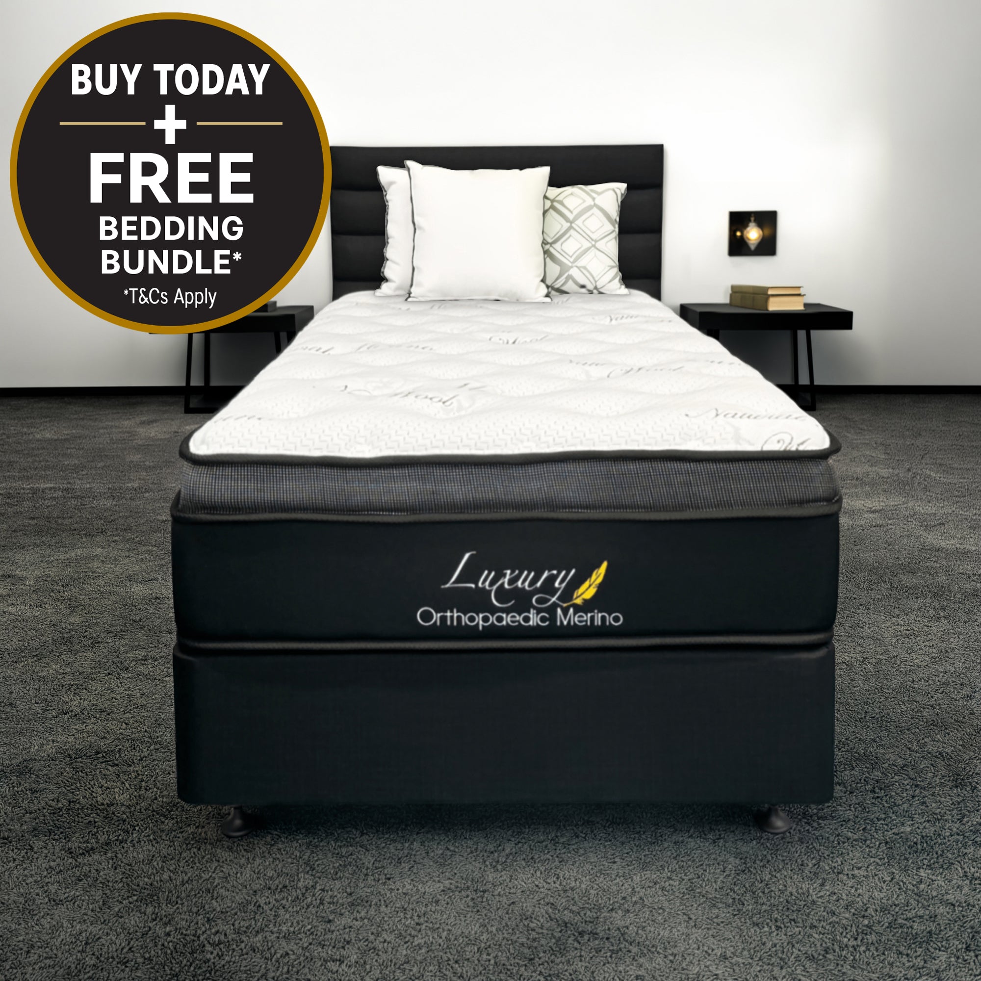 Long Single Orthopaedic Merino Mattress & Base