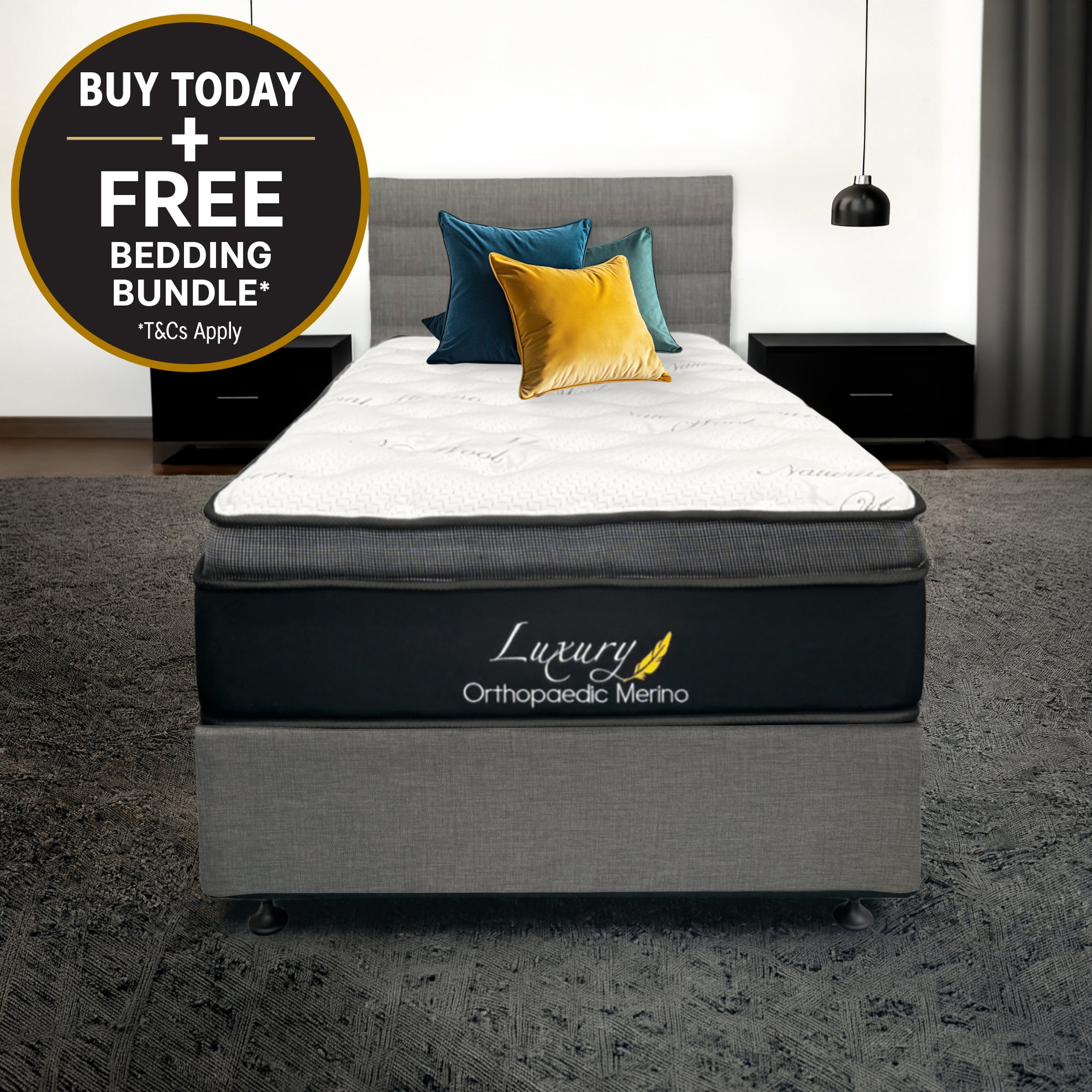 Long Single Orthopaedic Merino Mattress Only