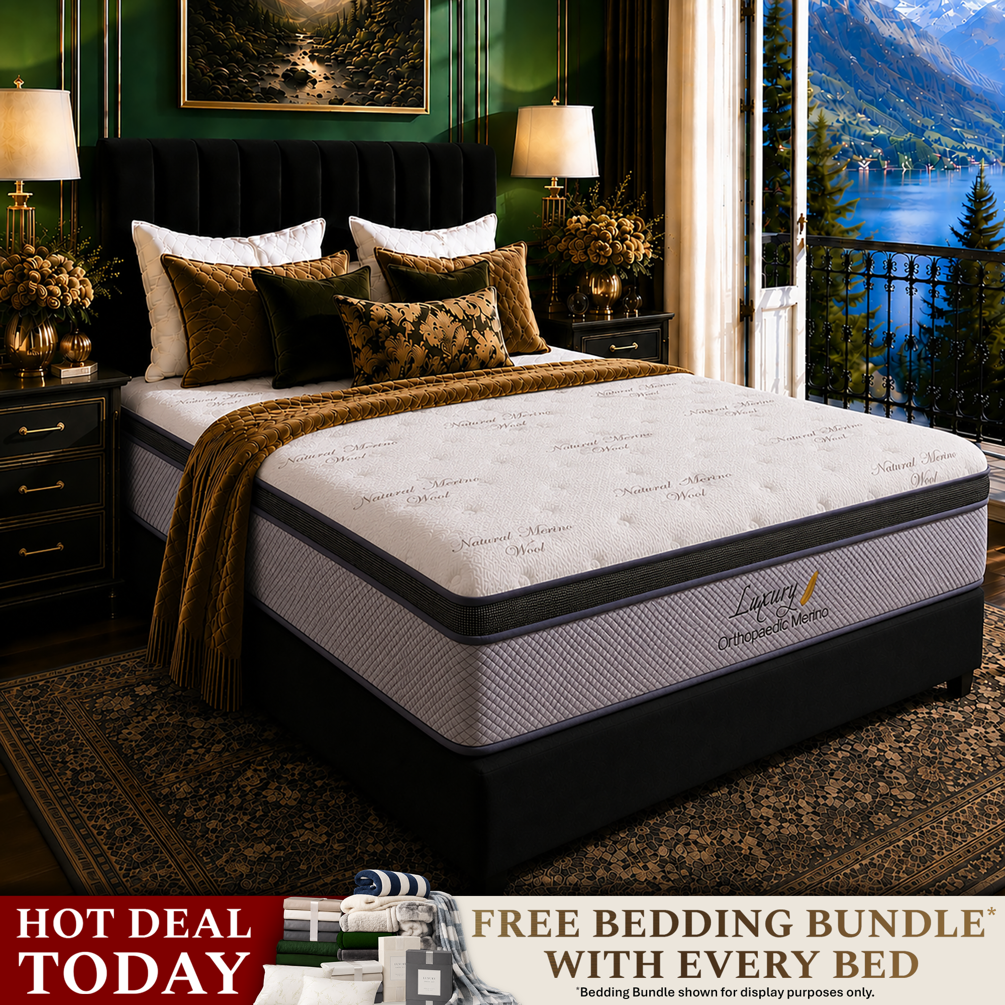 Queen Orthopaedic Merino Mattress & Base