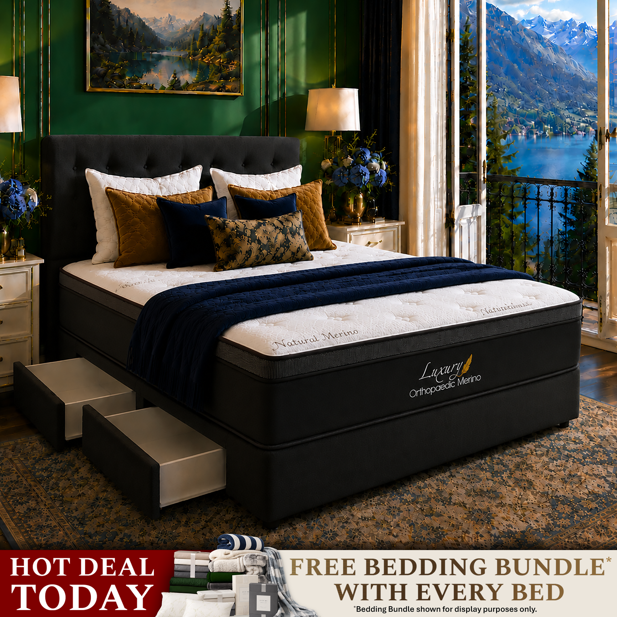 Double Orthopaedic Merino Mattress & Drawer Base
