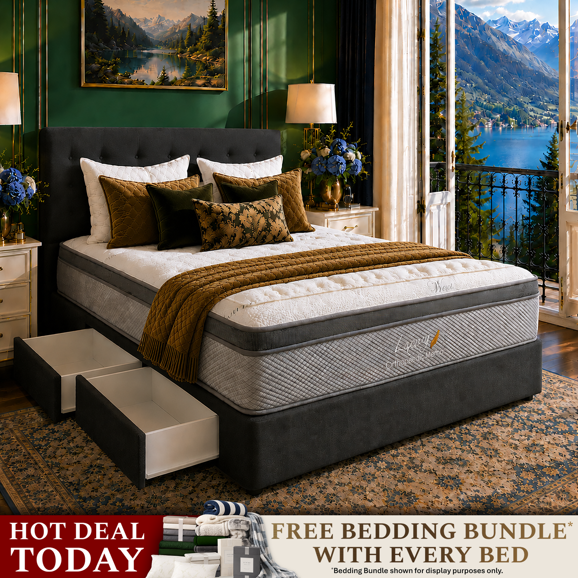 Queen Orthopaedic Merino Mattress & Drawer Base