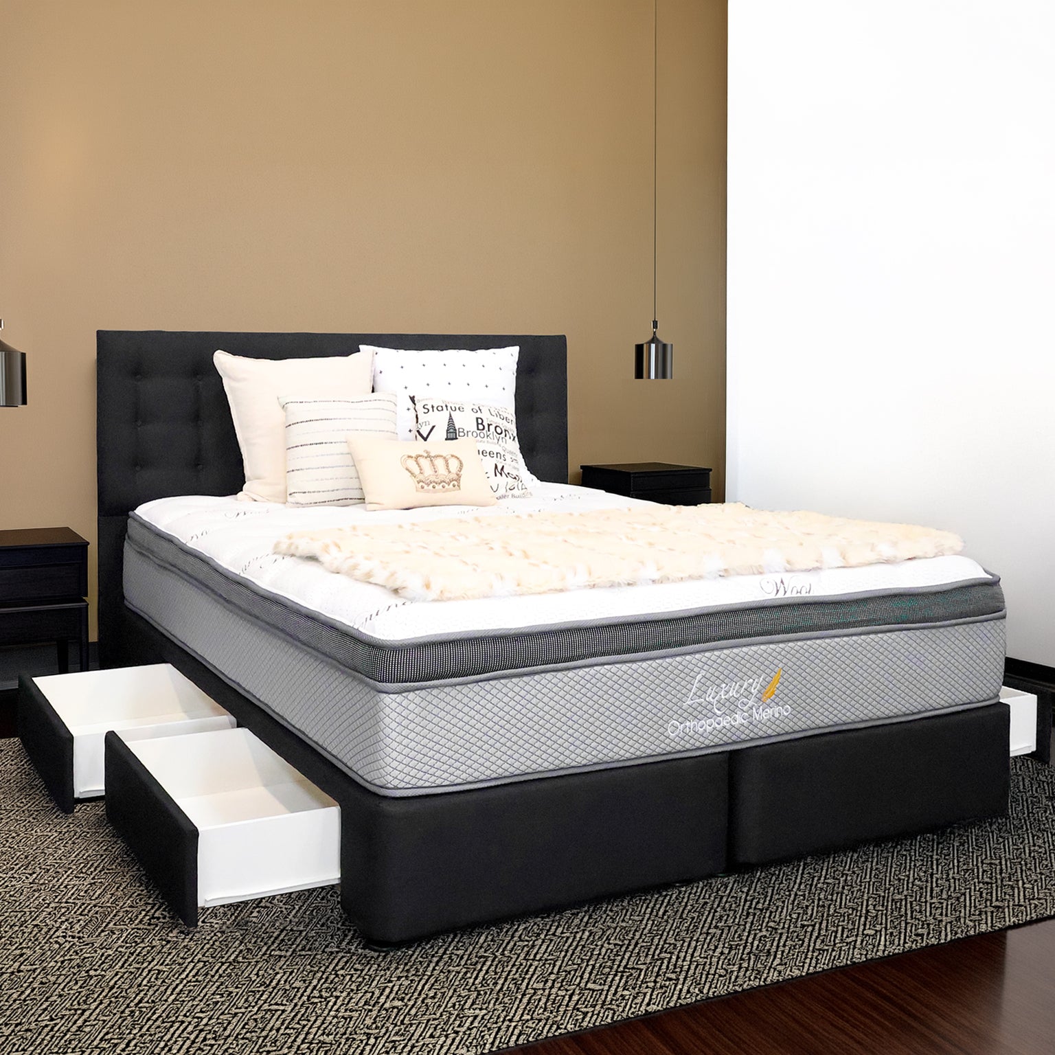 QUEEN Orthopaedic Merino Mattress & Drawer Split Base