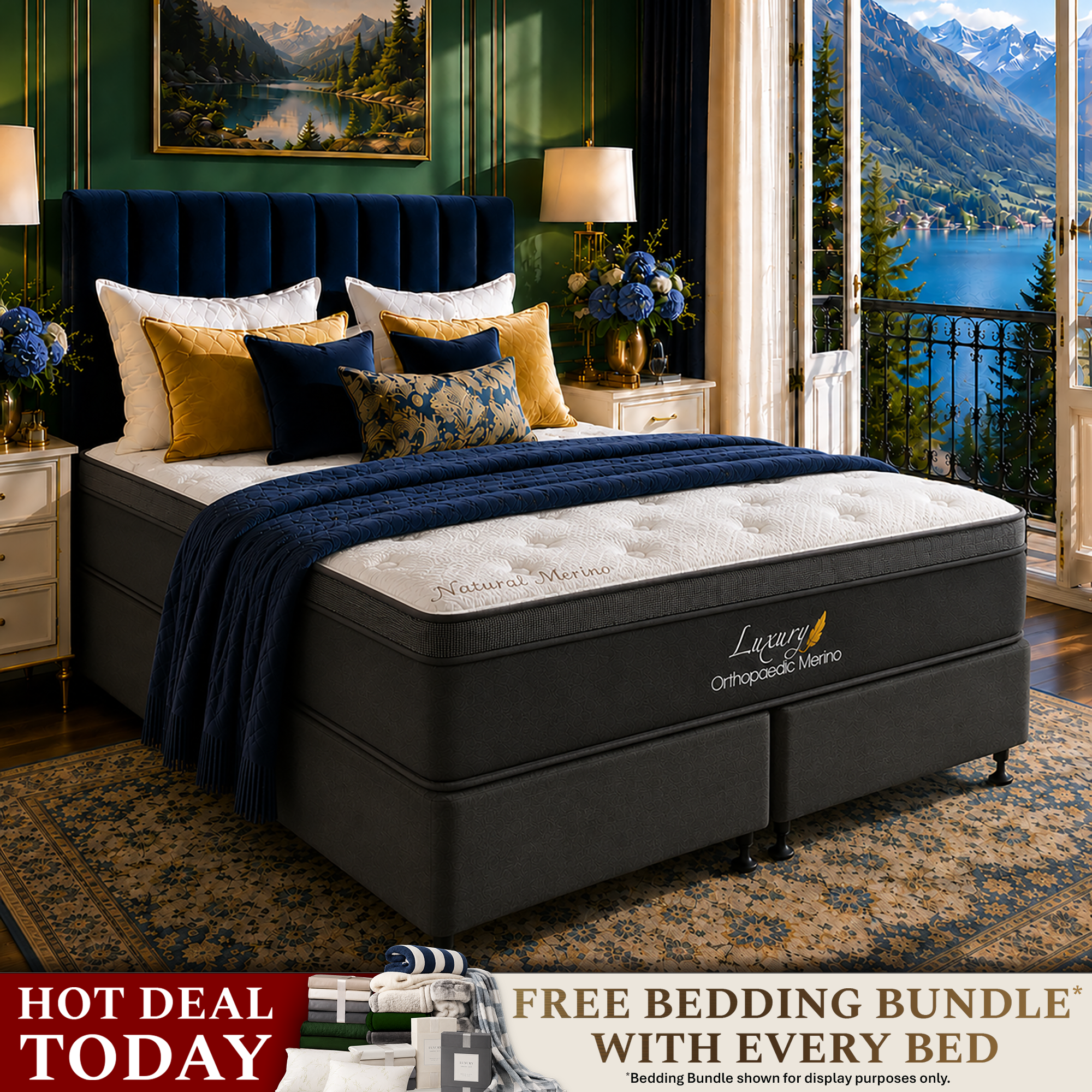 Queen Orthopaedic Merino Mattress & Drawer Split Base