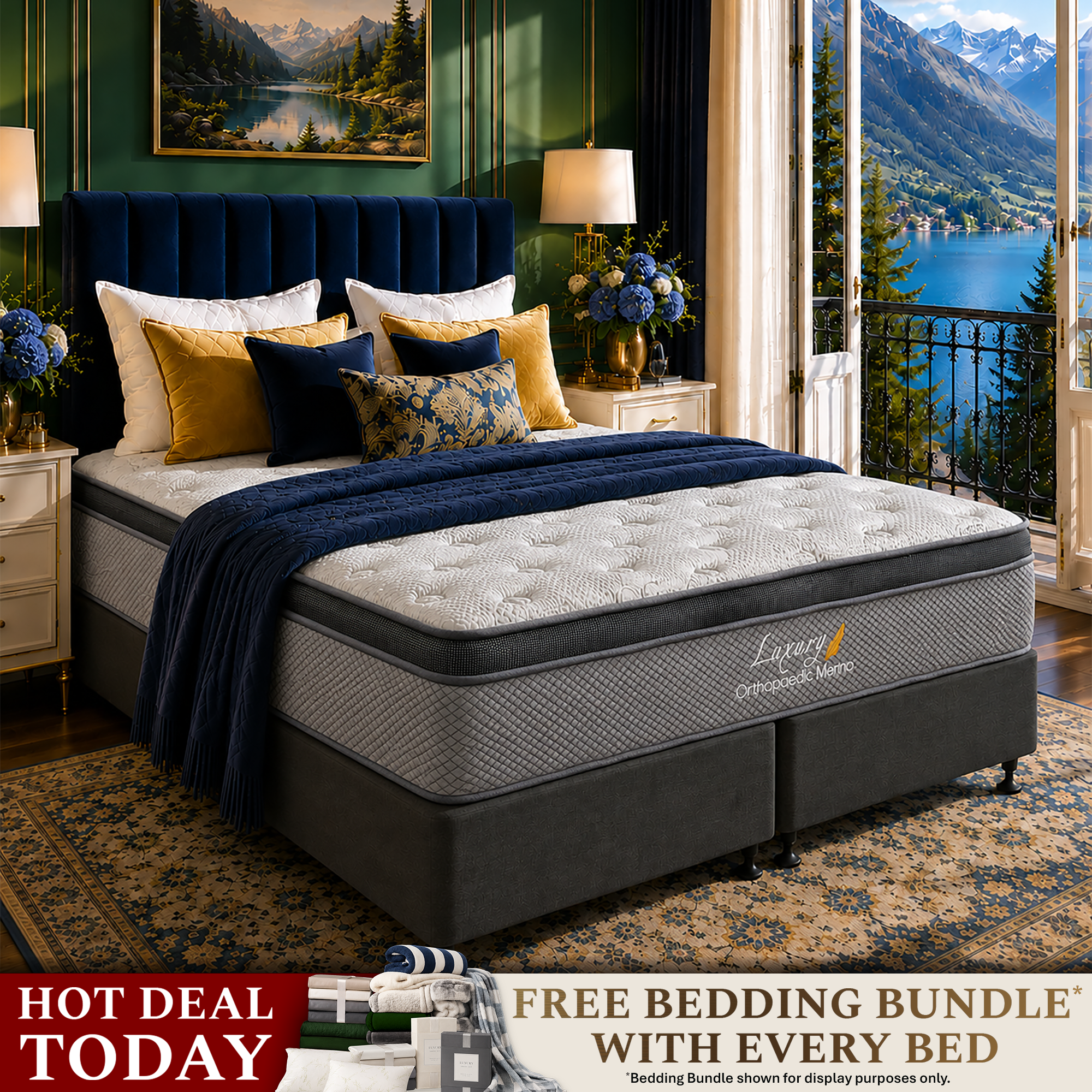Queen Orthopaedic Merino Mattress & Drawer Split Base