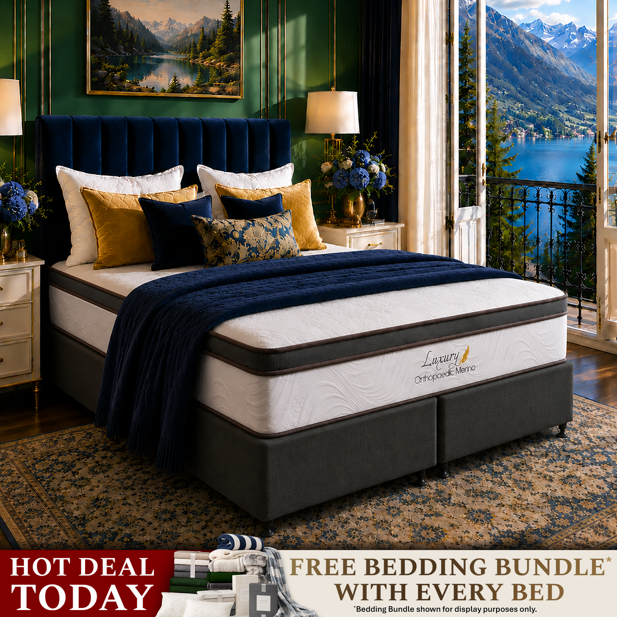 Queen Orthopaedic Merino Mattress & Drawer Split Base