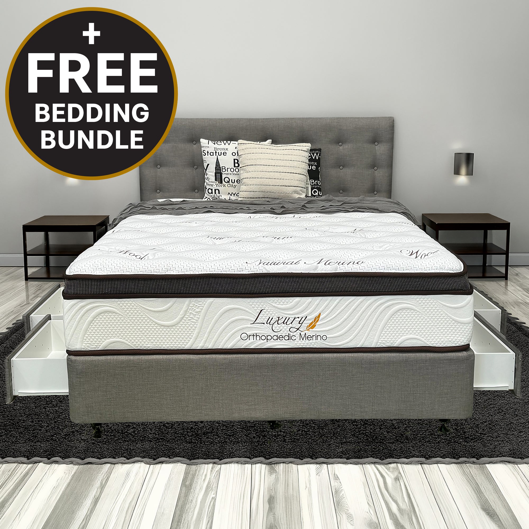 Queen Orthopaedic Merino Mattress & Drawer Base