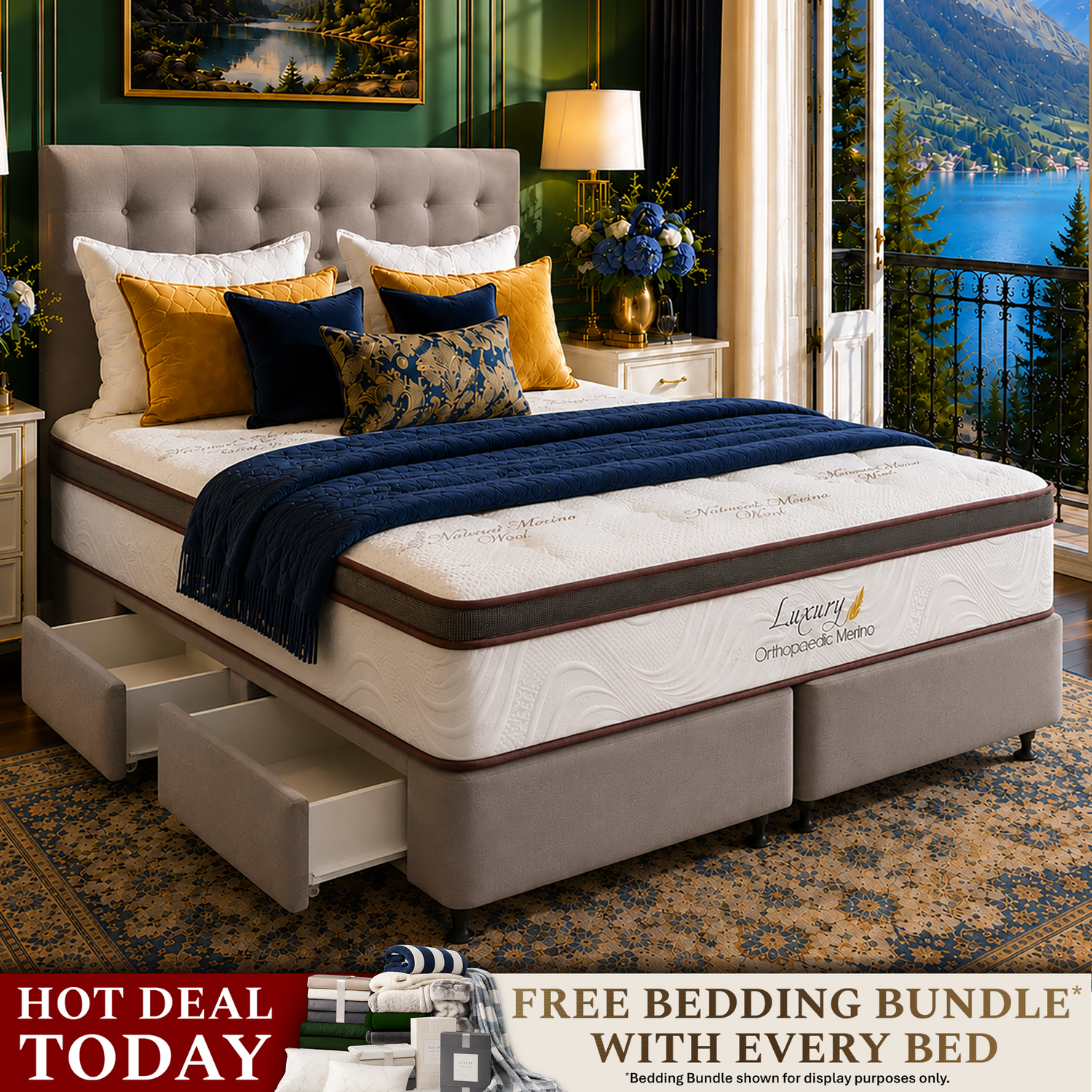Super King Orthopaedic Merino Mattress & Drawer Base