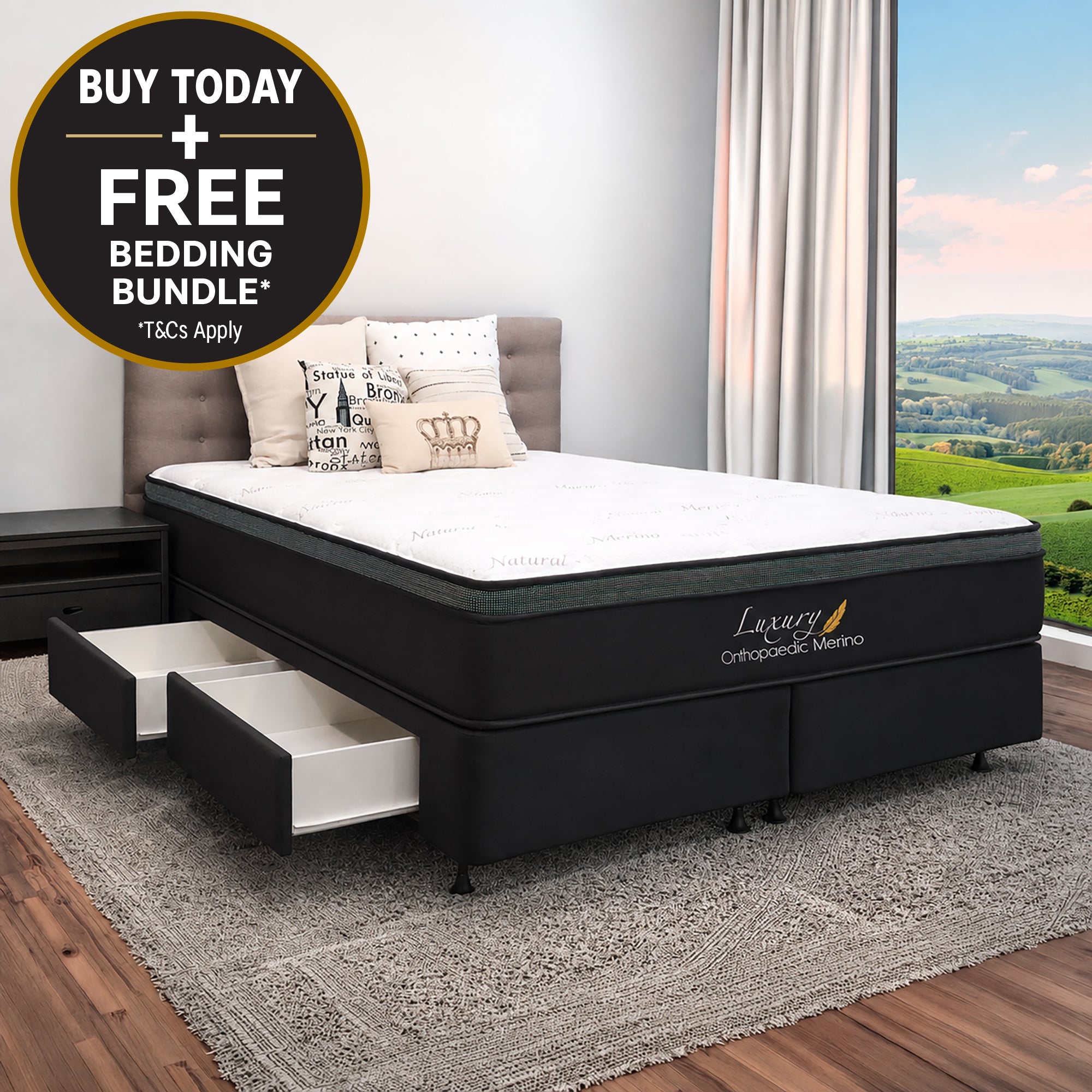 Super King Orthopaedic Merino Mattress & Drawer Base