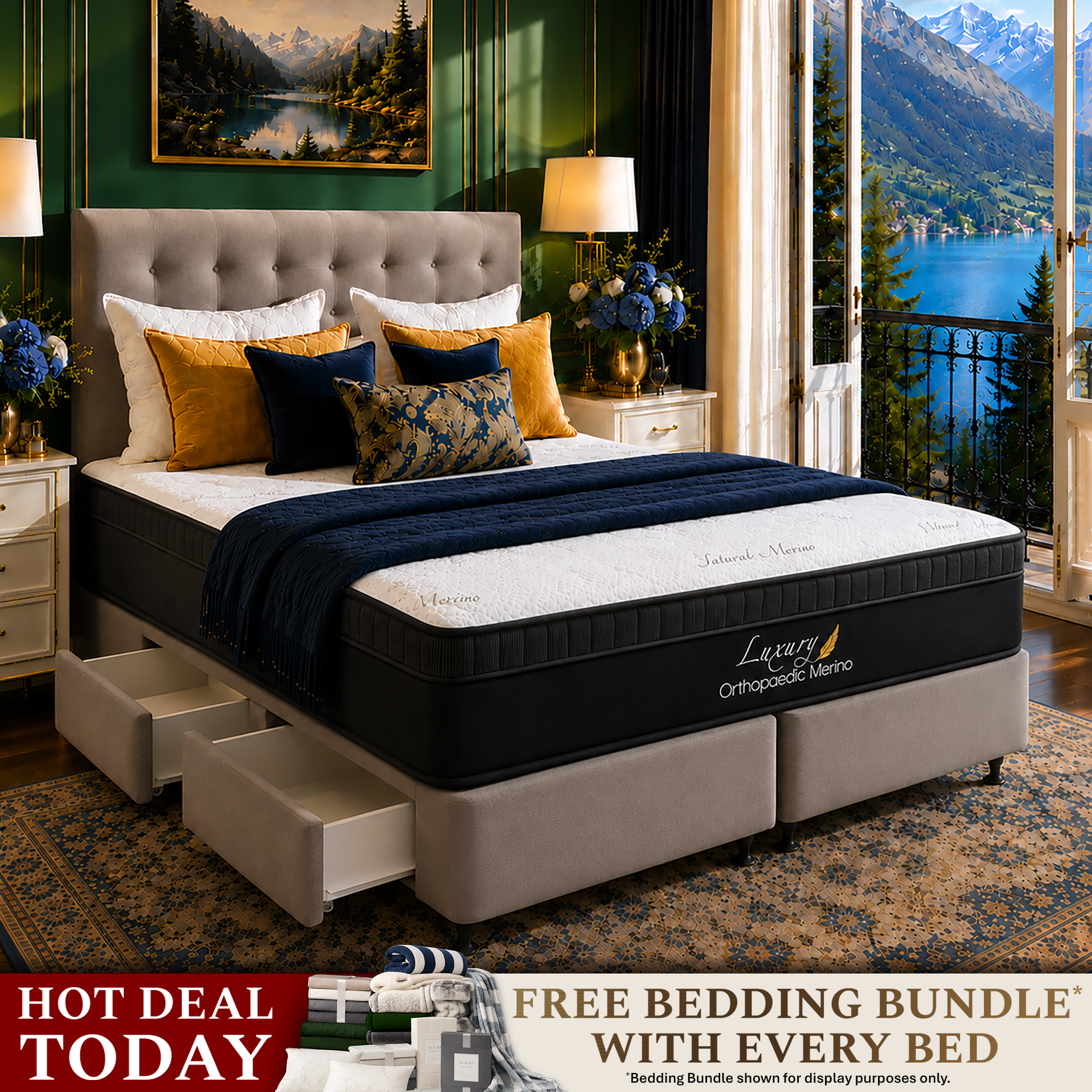 Super King Orthopaedic Merino Mattress & Drawer Base