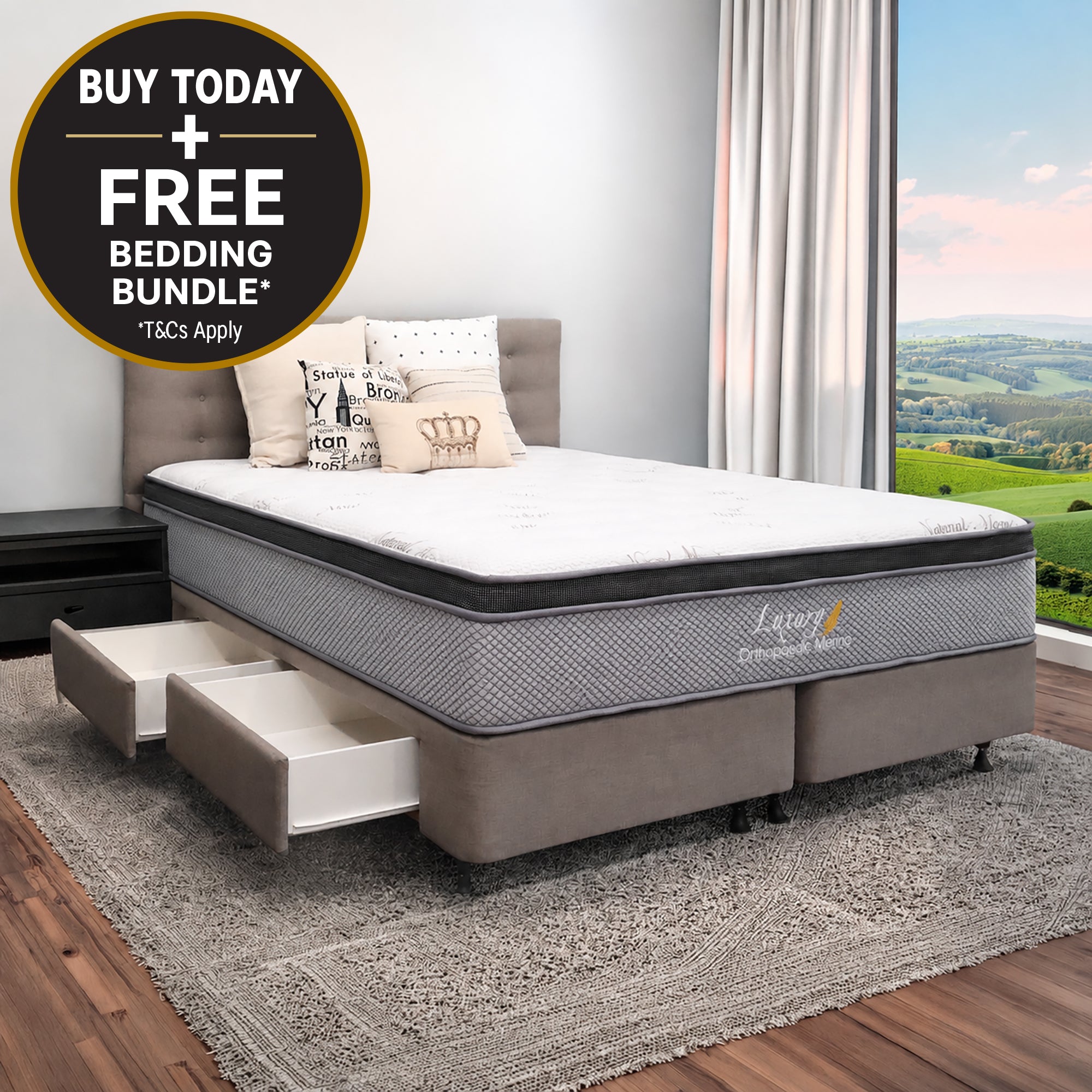 Super King Orthopaedic Merino Mattress & Drawer Base