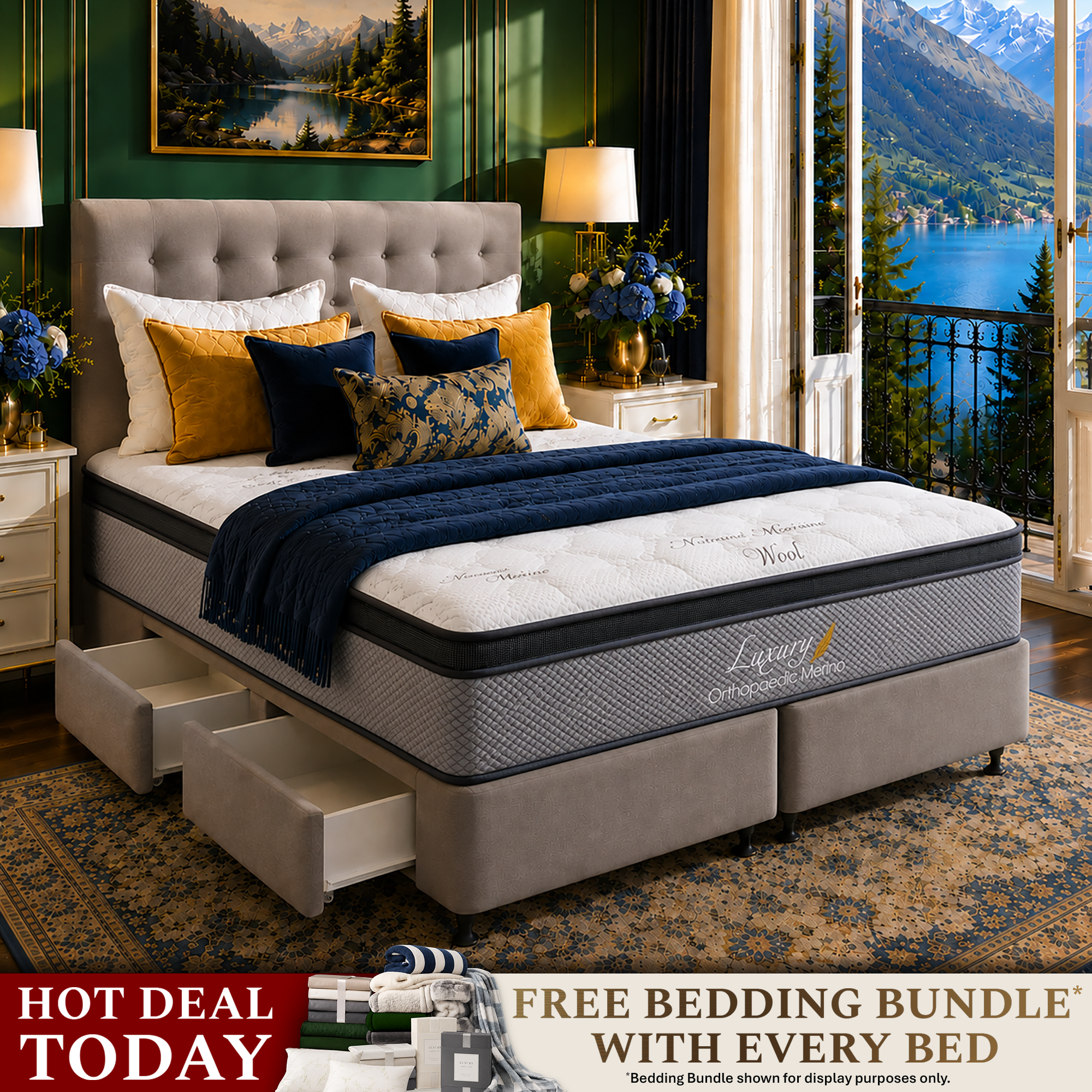 Super King Orthopaedic Merino Mattress & Drawer Base