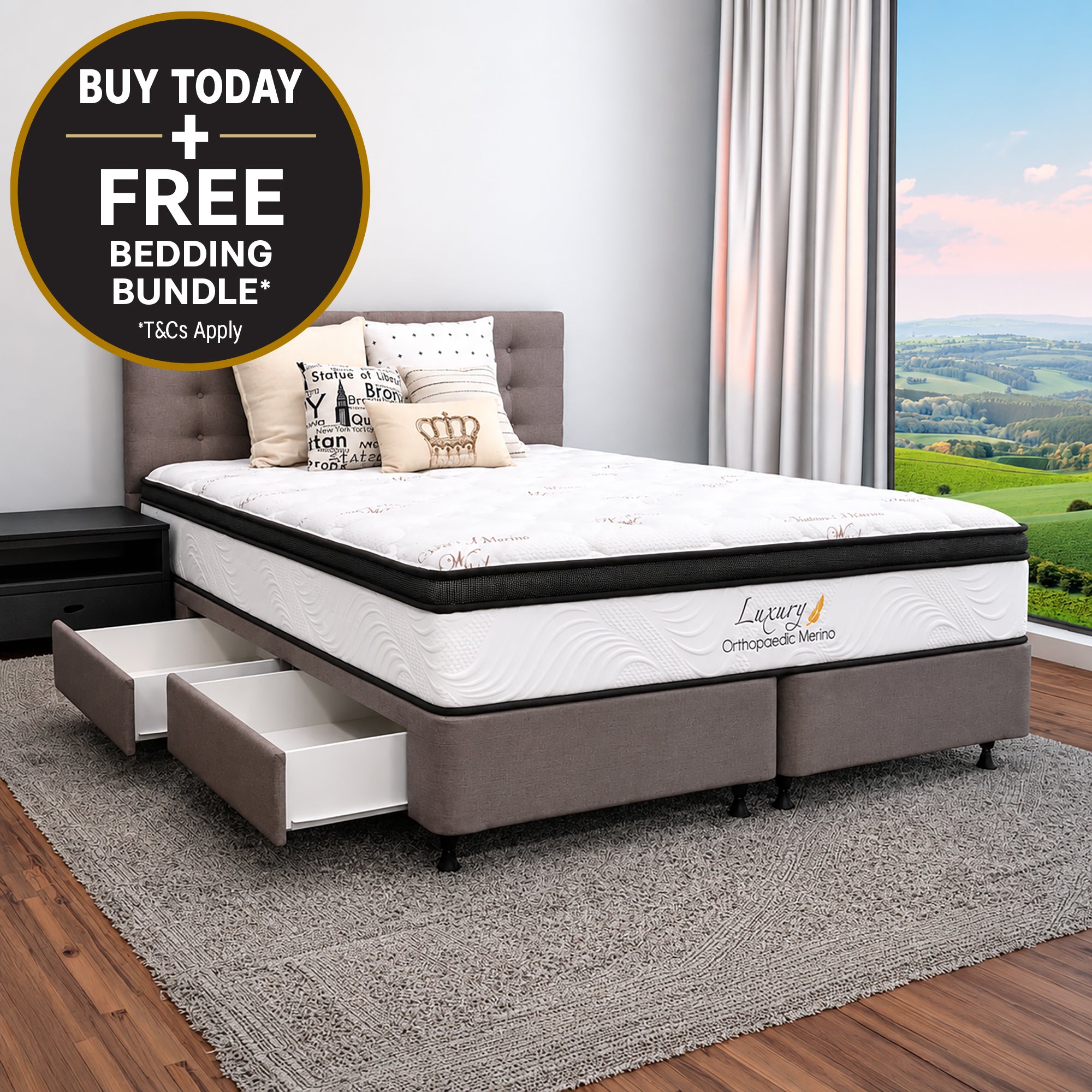 Super King Orthopaedic Merino Mattress & Drawer Base