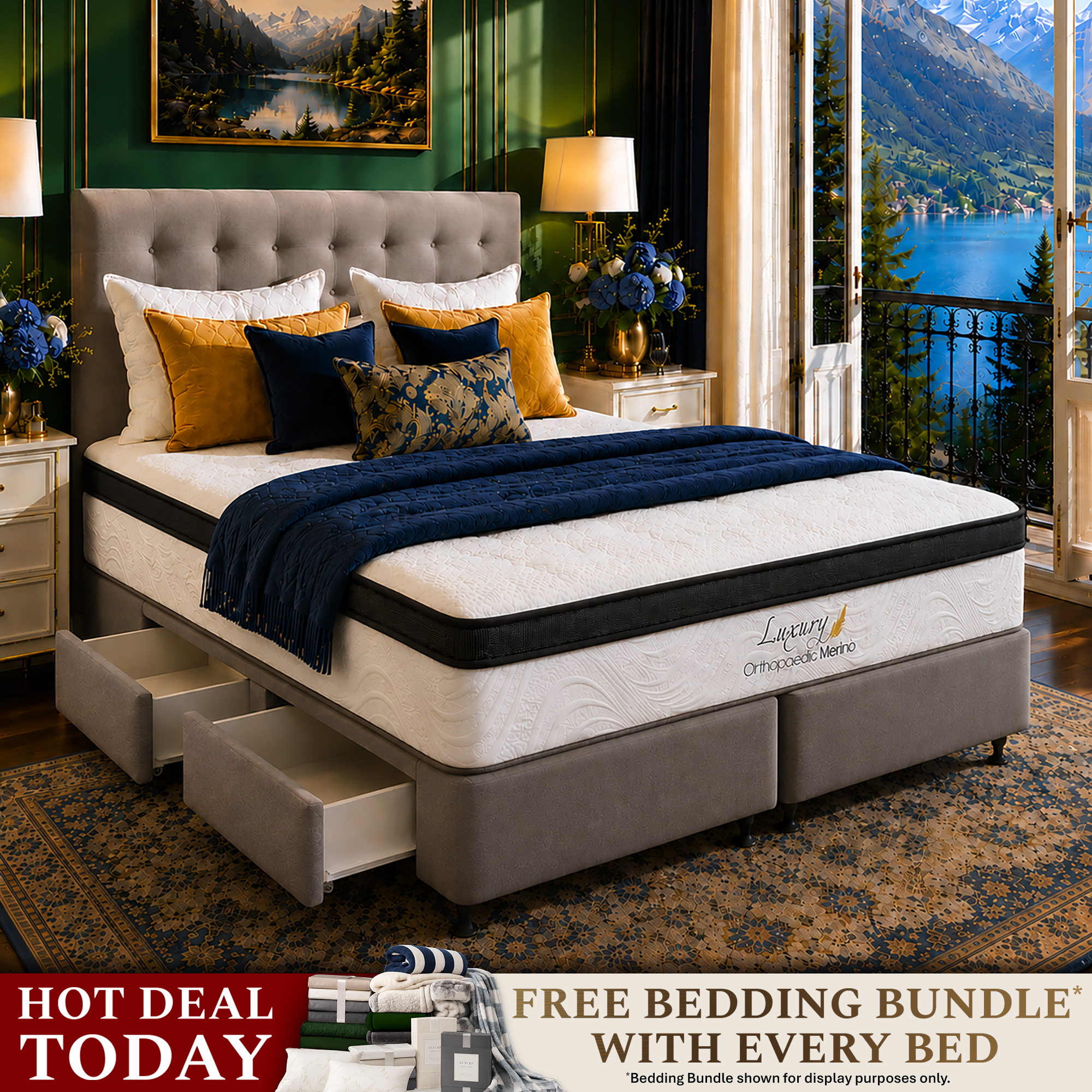 Super King Orthopaedic Merino Mattress & Drawer Base