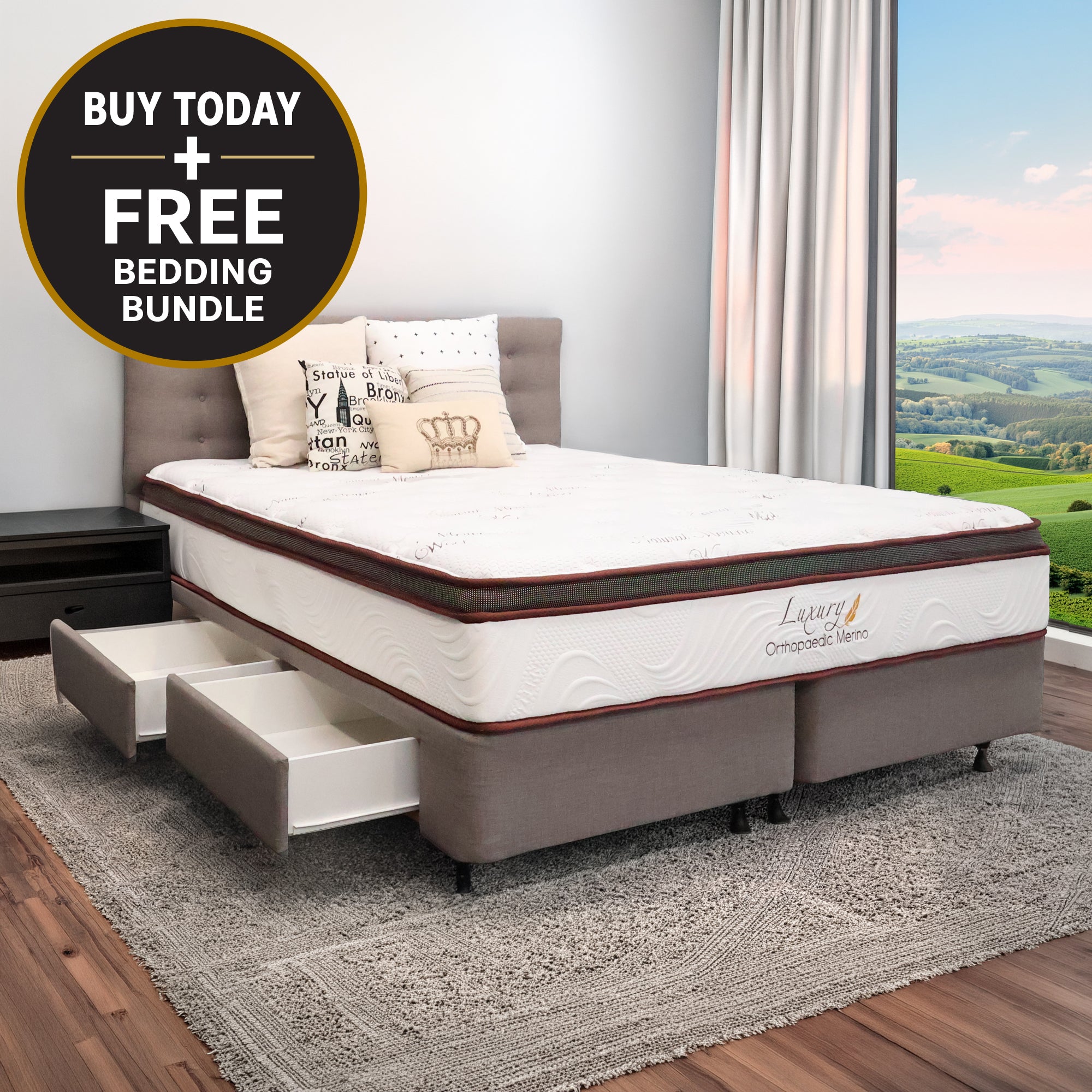 Super King Orthopaedic Merino Mattress & Drawer Base