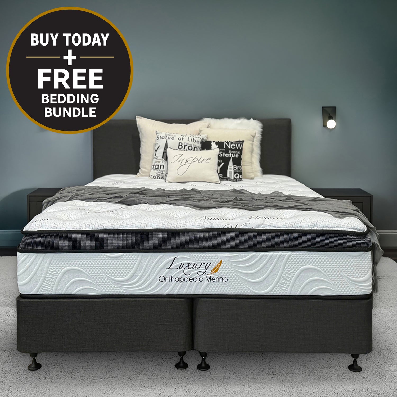 Queen Orthopaedic Merino Mattress & Split Base