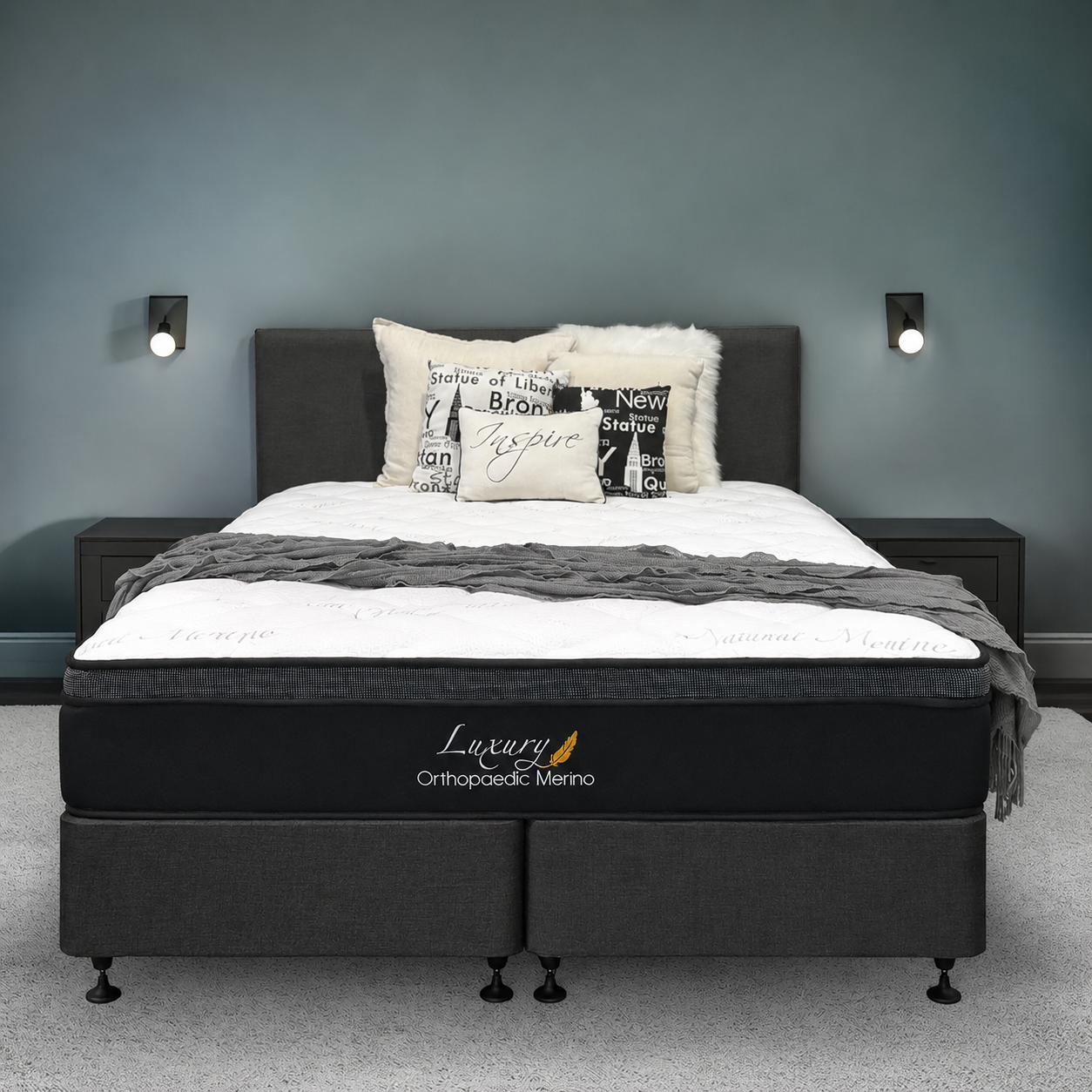 Queen Split Bed Base with Extra Firm Mattress