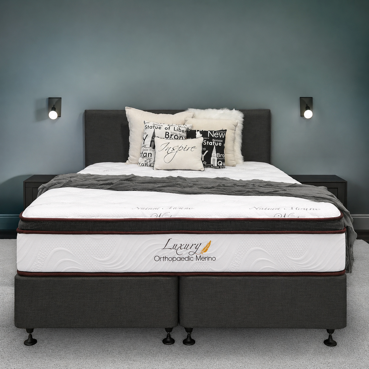 Queen Split Bed Base with Medium Mattress